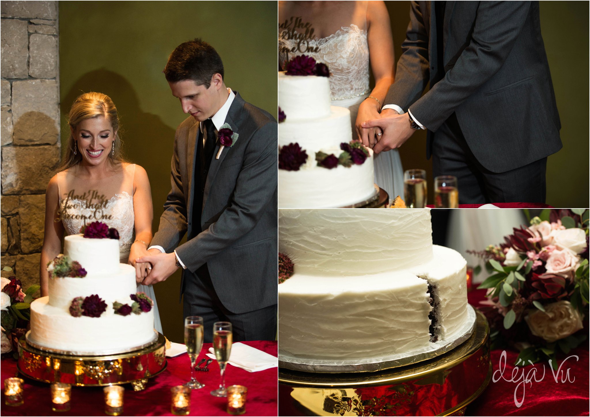 Shadow Glen Country Club Wedding | textured cake with dahlias | Images by: www.feliciathephotographer.com
