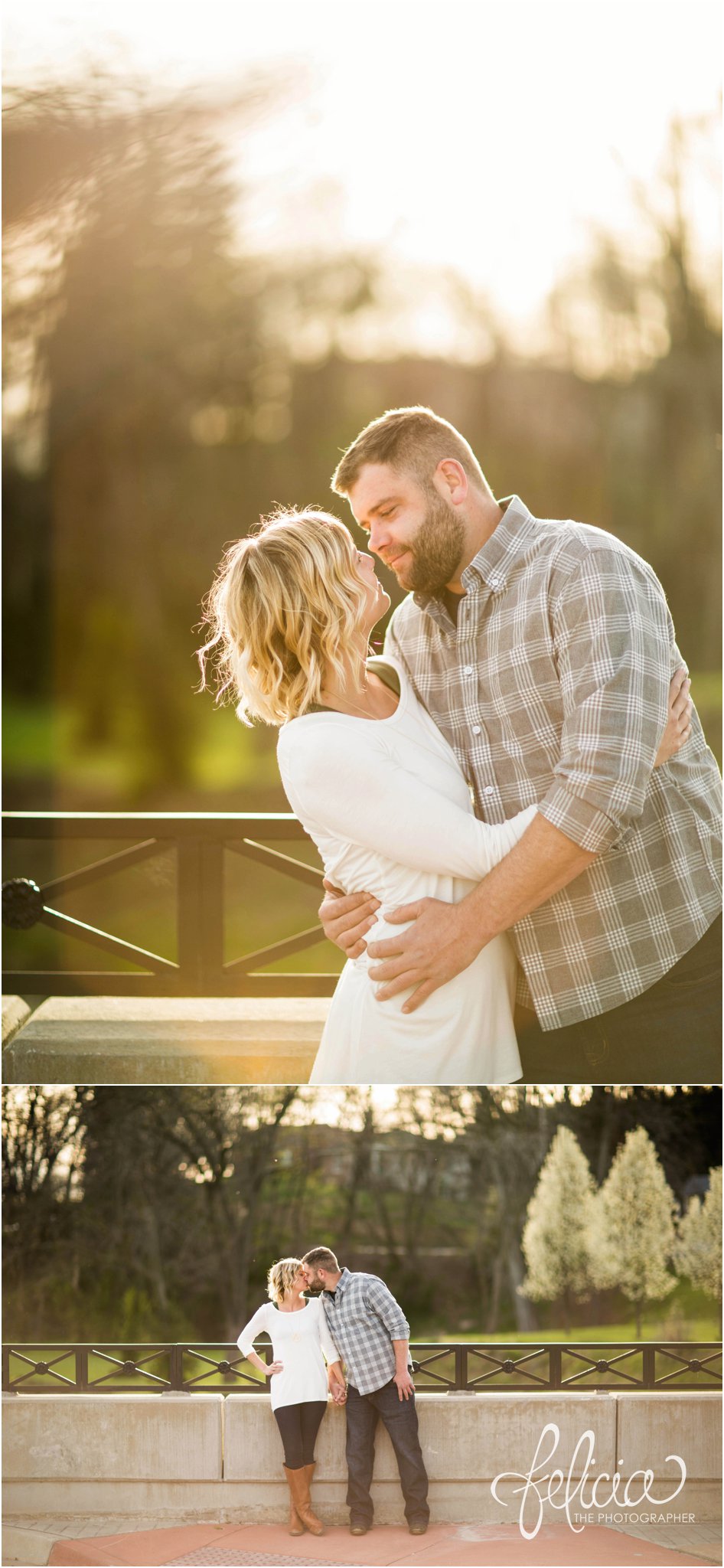 Weston Engagement | kissing on a bridge |Kansas City, MO | Images by www.feliciathephotographer.com