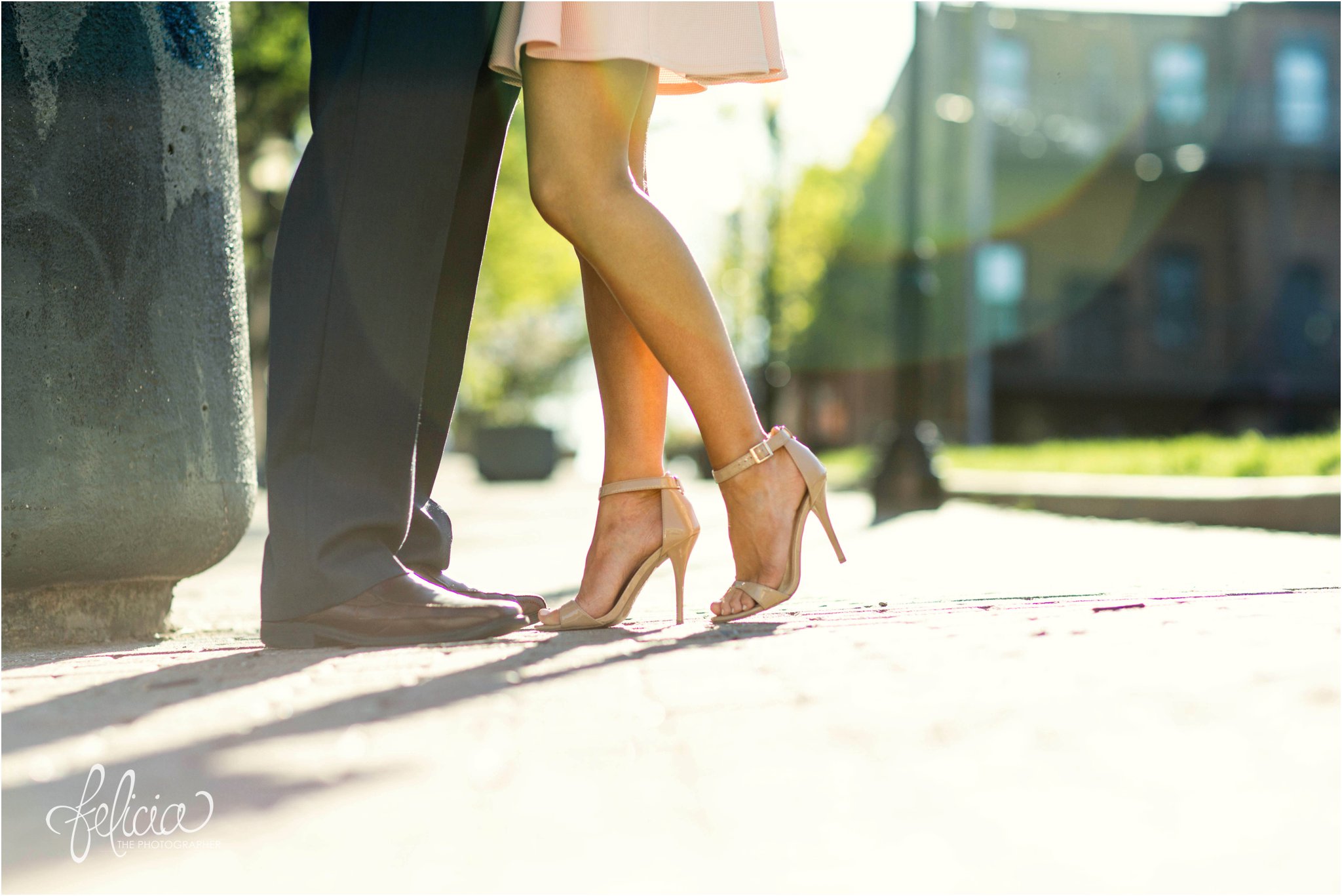 KC Romantic Engagement Photos | Close up of formal shoes | Images by www.feliciathephotographer.com
