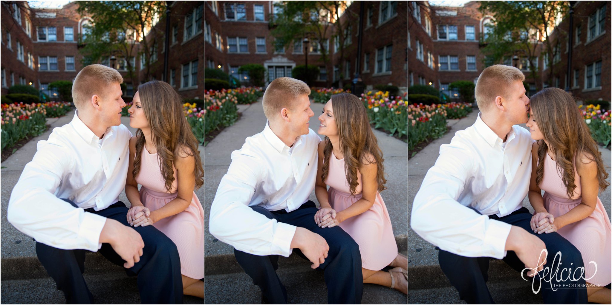 KC Romantic Engagement Photographer | Seated with Tulips | Images by www.feliciathephotographer.com
