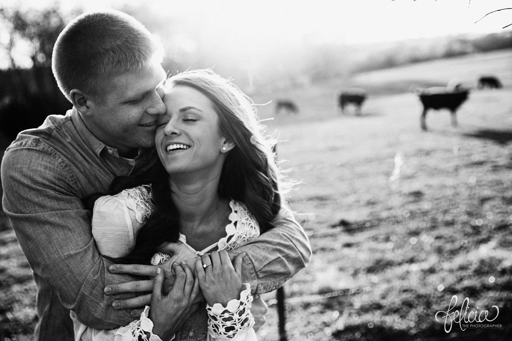 Kansas City Engagement | Candid Black and White Photography | Images by www.feliciathephotographer.com