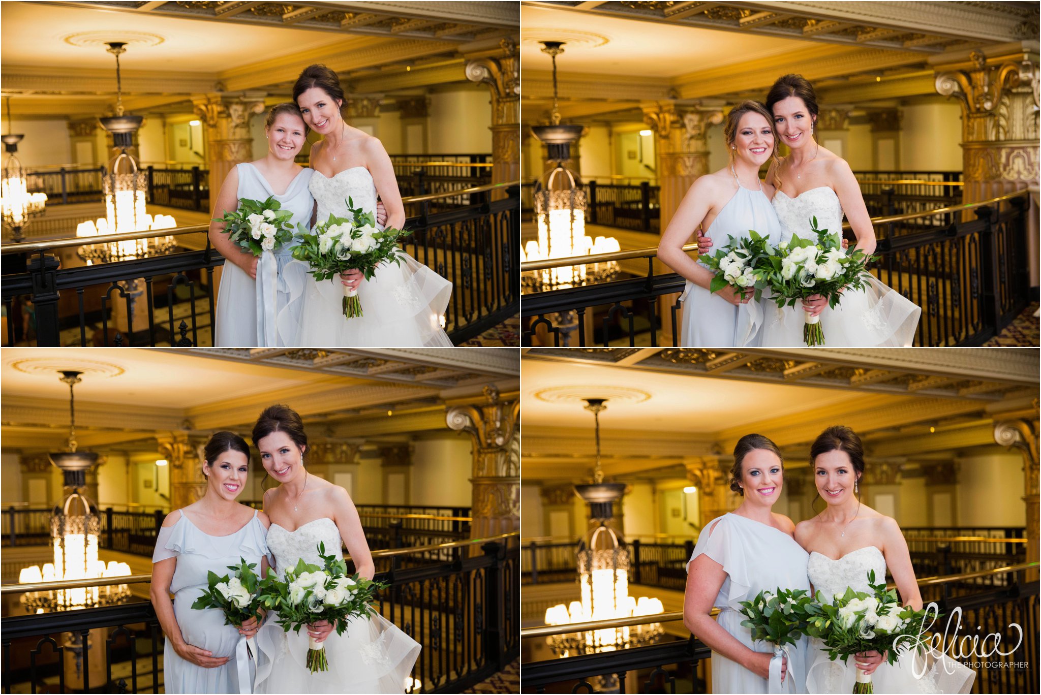 Grace and Holy Trinity Cathedral Wedding Photos | Kansas City | Bride with Each Bridesmaid | The President Hotel | Images by www.feliciathephotographer.com