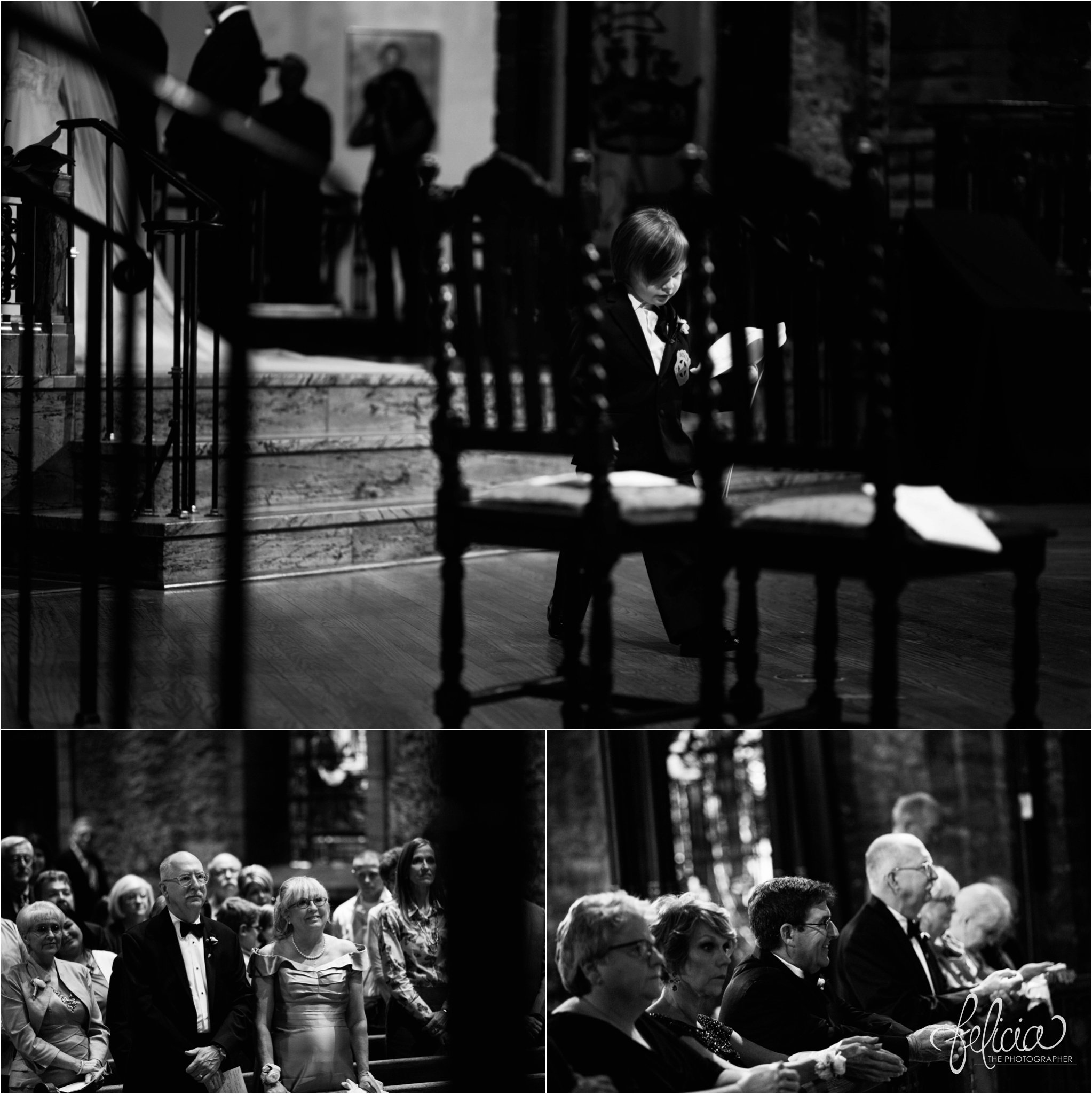 Grace and Holy Trinity Cathedral Wedding Photos | Black and White Ceremony | Kansas City | Images by www.feliciathephotographer.com