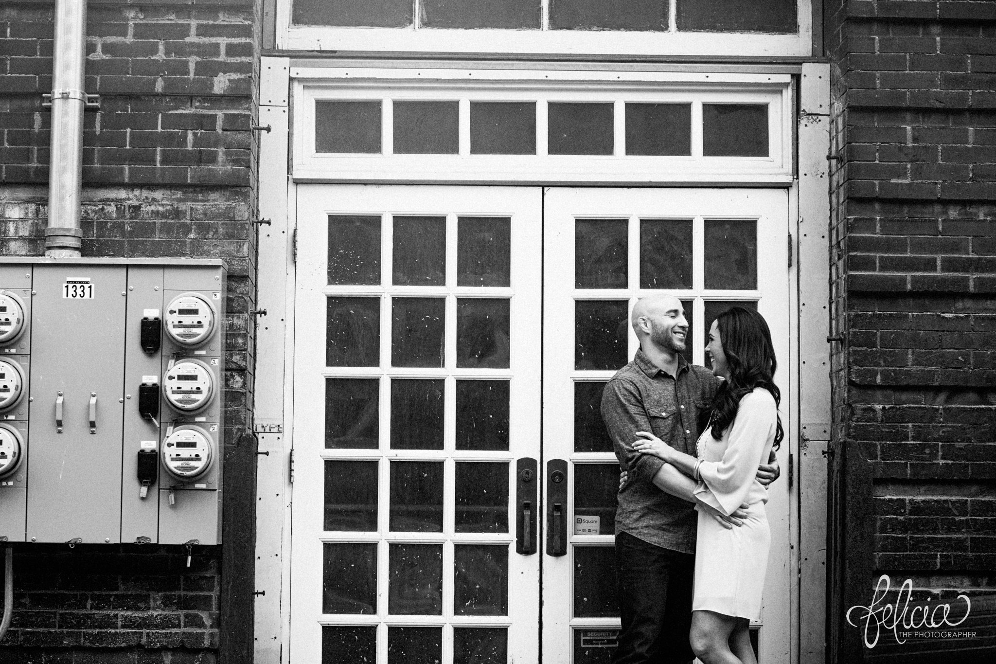 Industrial Engagement Photos | White Doors | Black and White | Meters | Kansas City Photographer | Images by www.feliciathephotographer.com