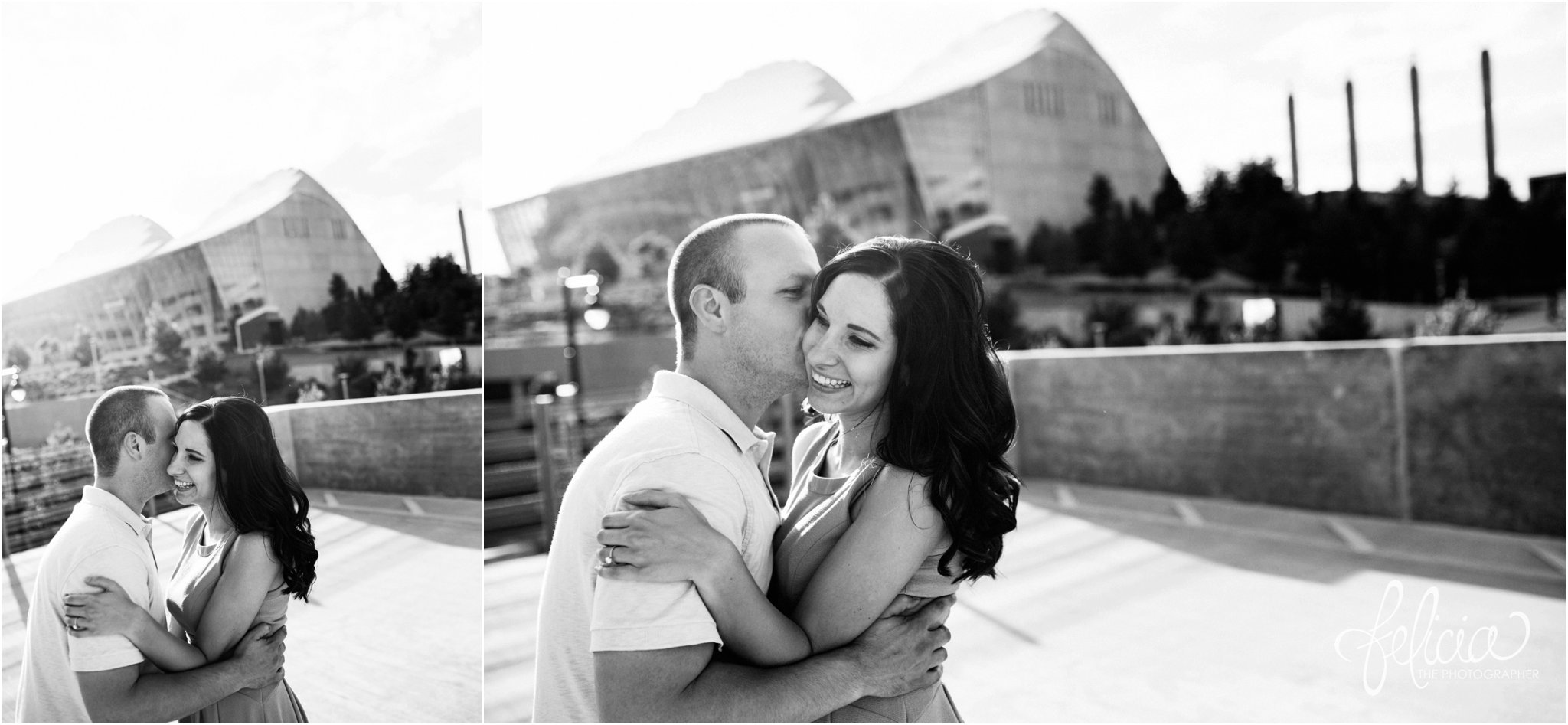 Downtown Kansas City Engagement Photos | Felicia The Photographer | Black and White