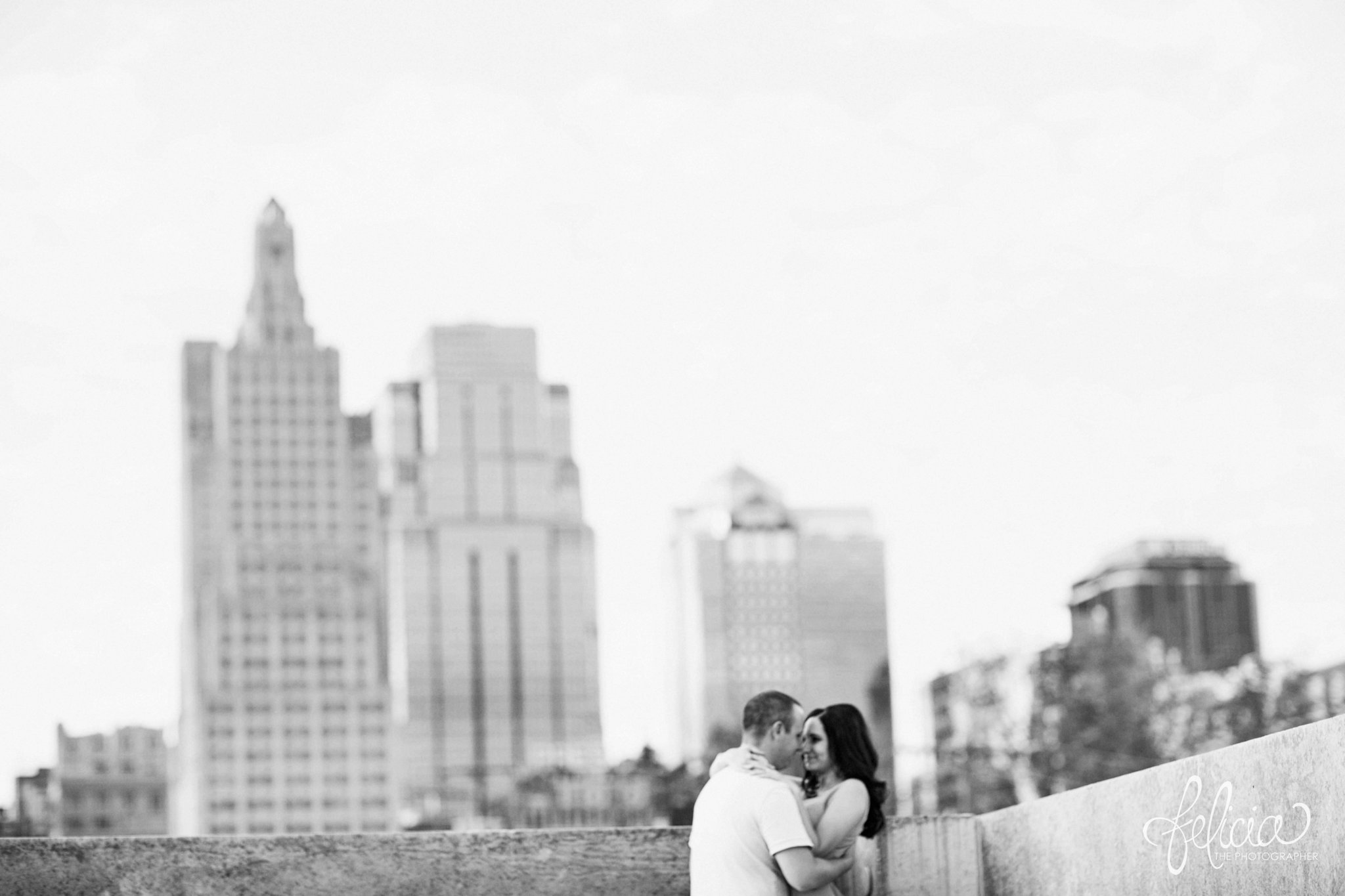 Downtown Kansas City Engagement Photos | Felicia The Photographer | Black and White Composition