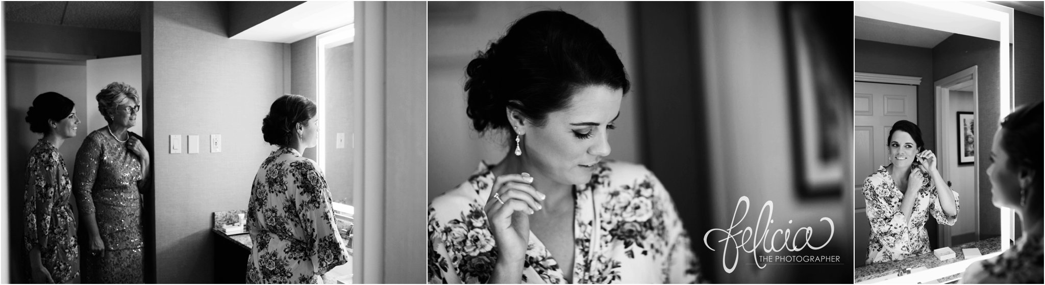 Hilton KCI Wedding | Girls Getting Ready | Felicia The Photographer | Black and White Getting Ready