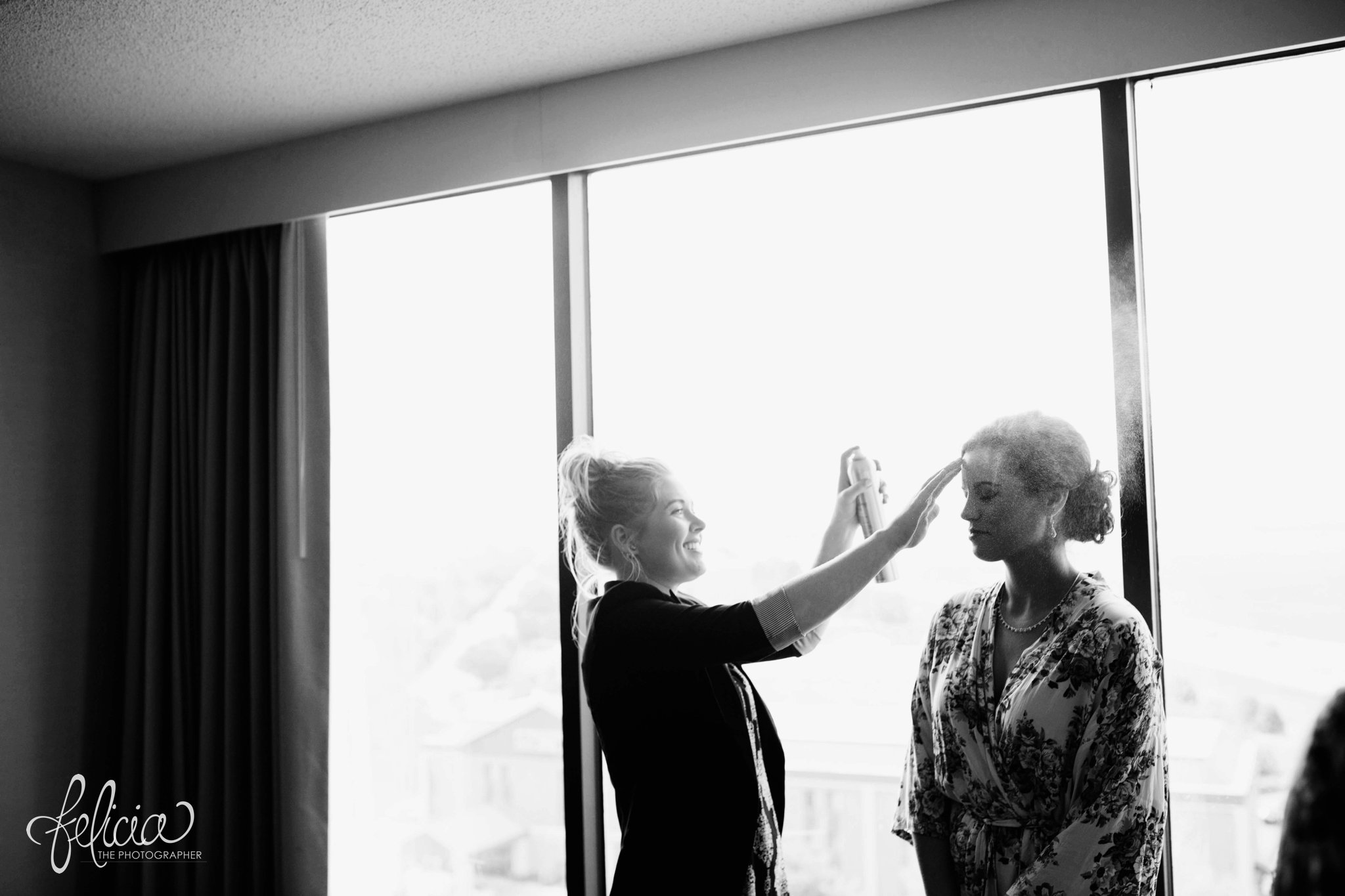 Hilton KCI Wedding | Girls Getting Ready | Felicia The Photographer | Hair Spray