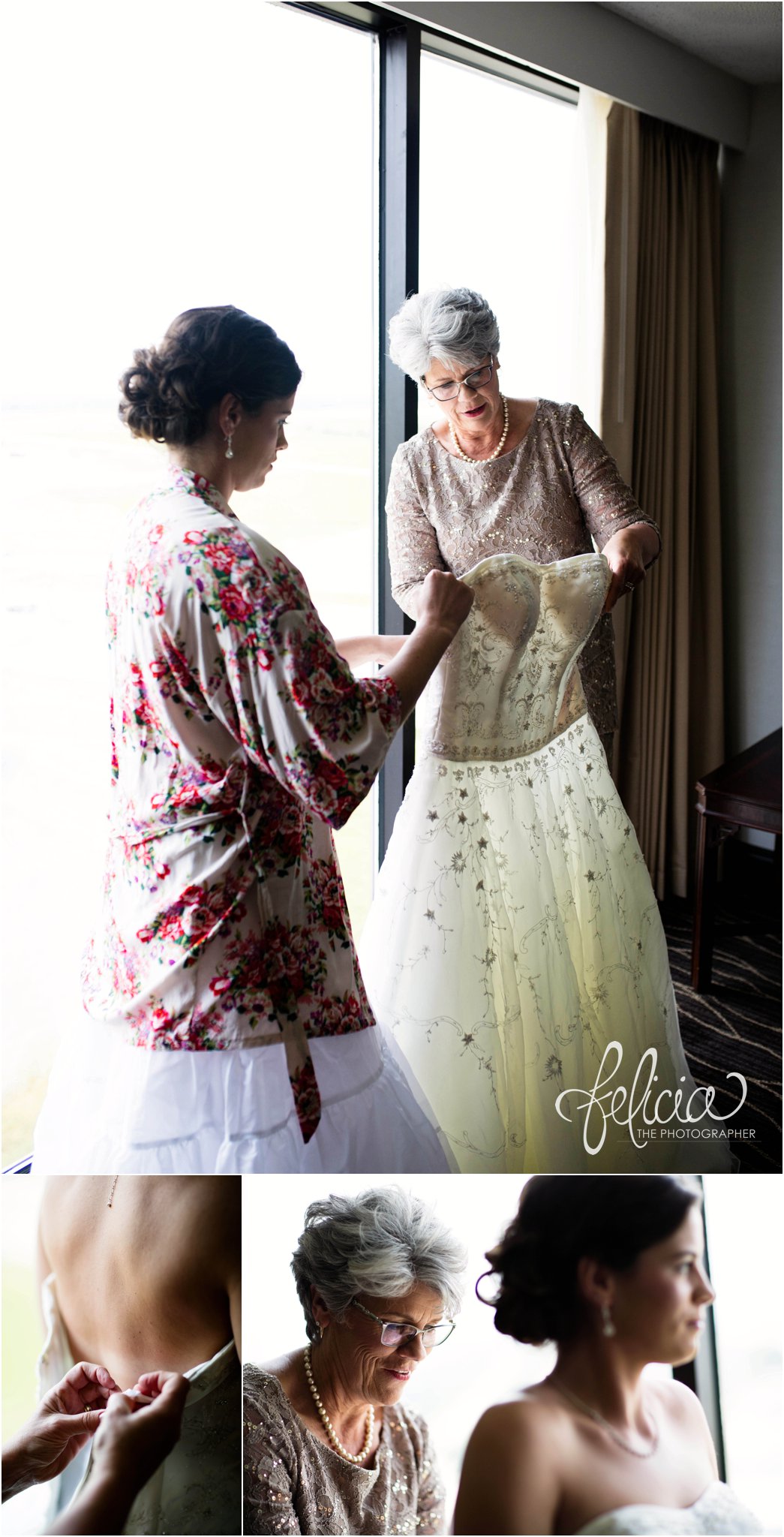 Hilton KCI Wedding | Girls Getting Ready | Felicia The Photographer | Black and White Getting Ready | Getting Ready Mom