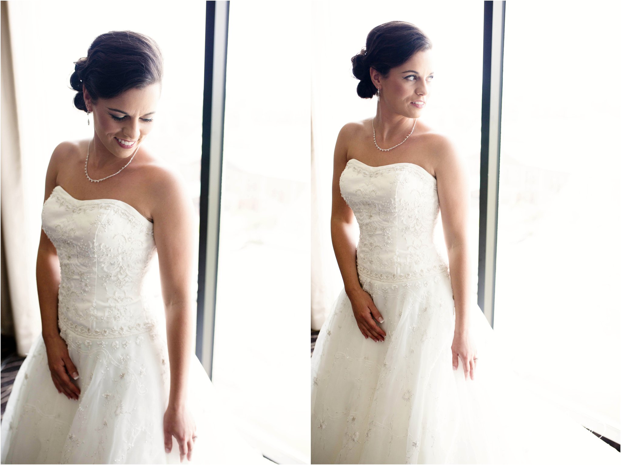 Hilton KCI Wedding | Girls Getting Ready | Felicia The Photographer | Black and White Getting Ready | Bride by window