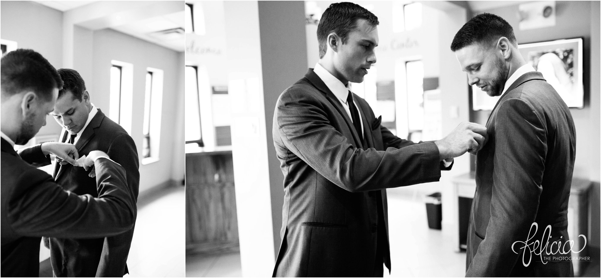 Hilton KCI Wedding | Girls Getting Ready | Felicia The Photographer | Black and White Getting Ready | Groomsmen Getting Ready