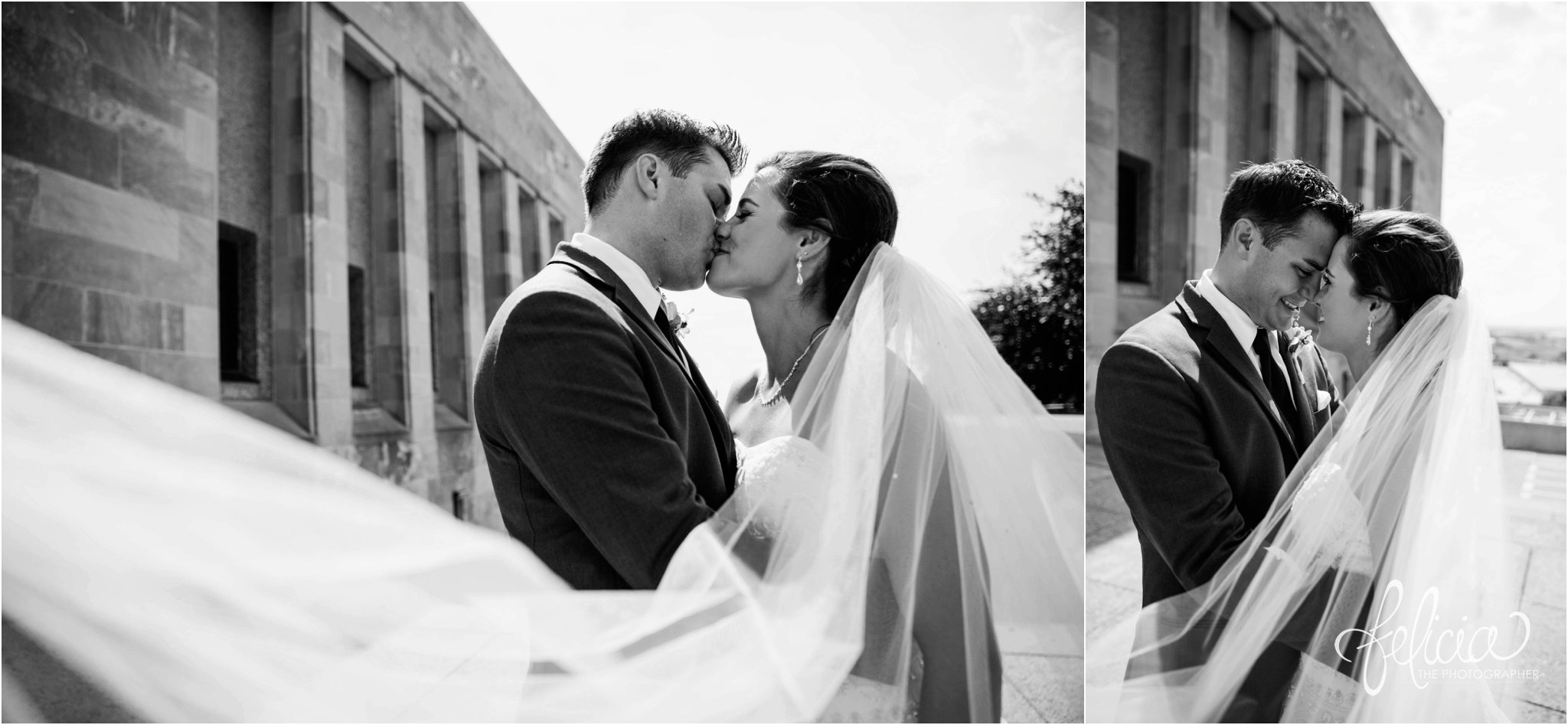 Hilton KCI Wedding | Felicia The Photographer | Bride and Groom Veil | Black and White