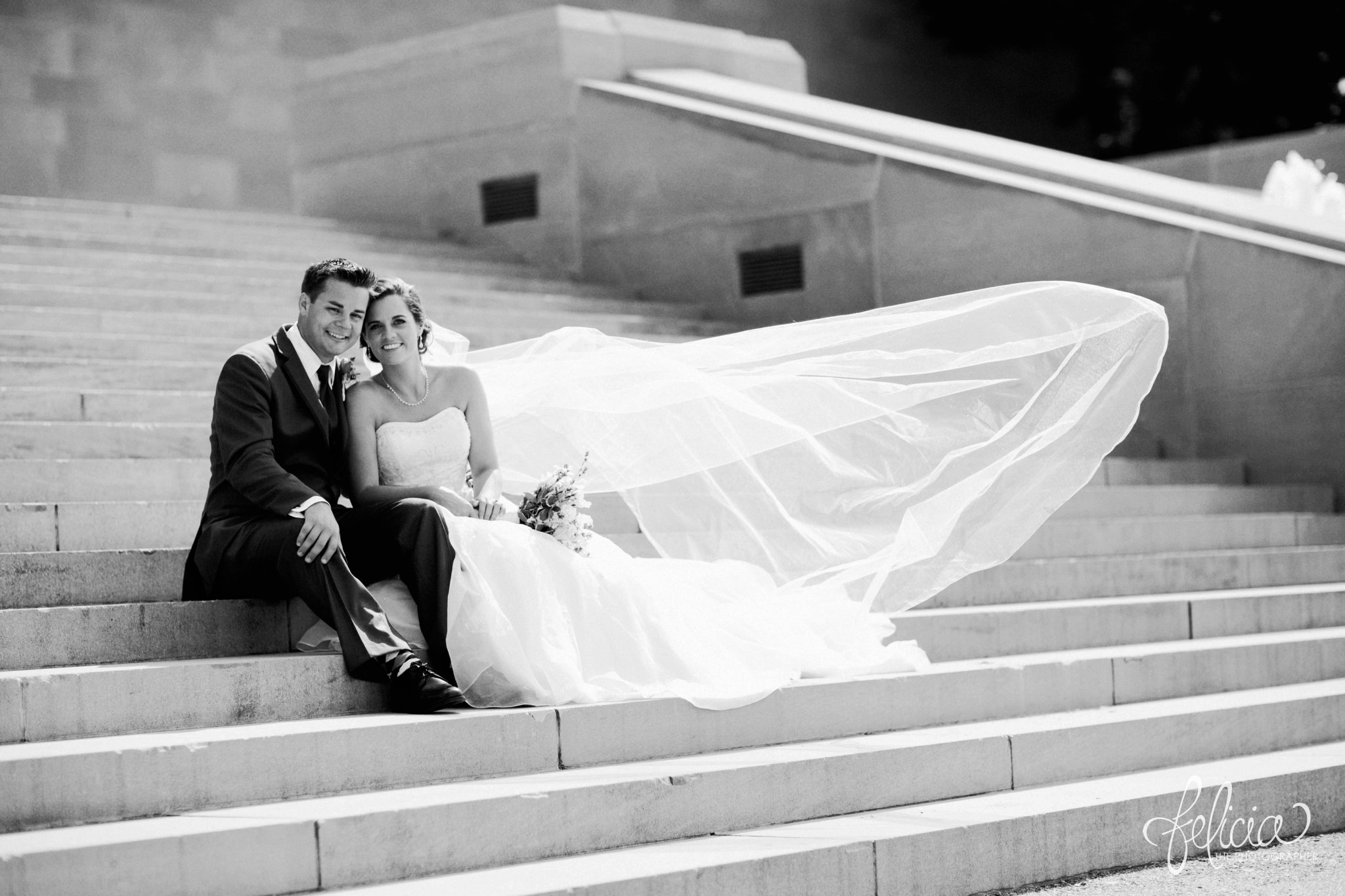 Hilton KCI Wedding | Felicia The Photographer | Liberty Memorial | Steps | Black and White