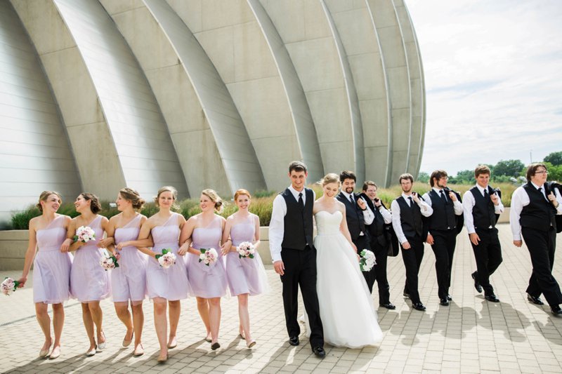 Kauffman Center Wedding Photos | Kansas City | Felicia The Photographer | Bridal party walking