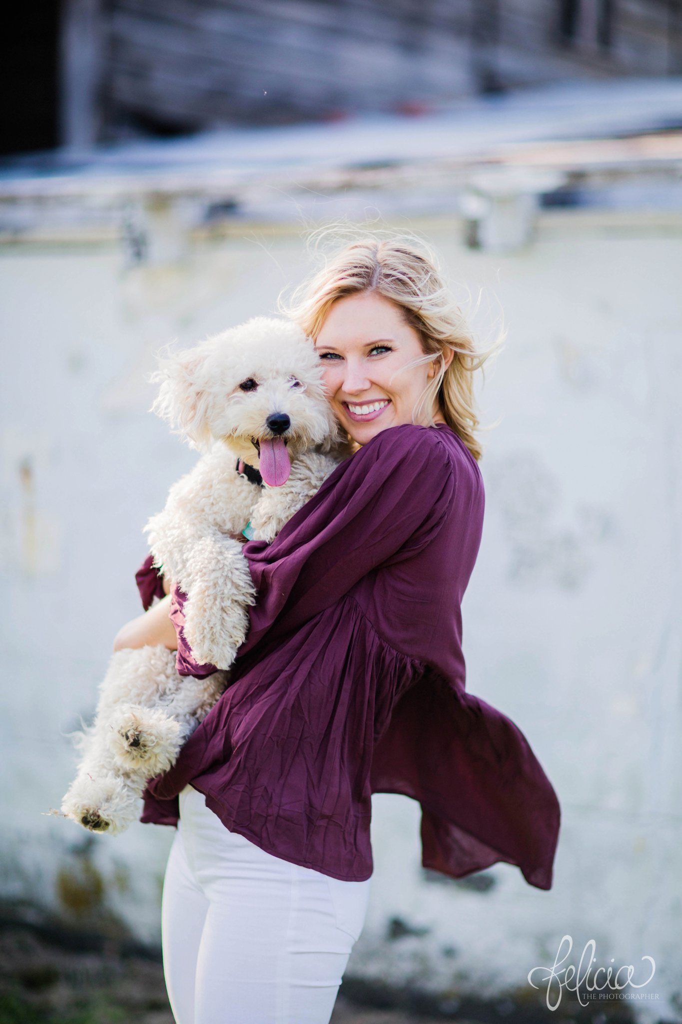 Sunrise Engagement Photos | Felicia The Photographer | textured background | girl with puppy
