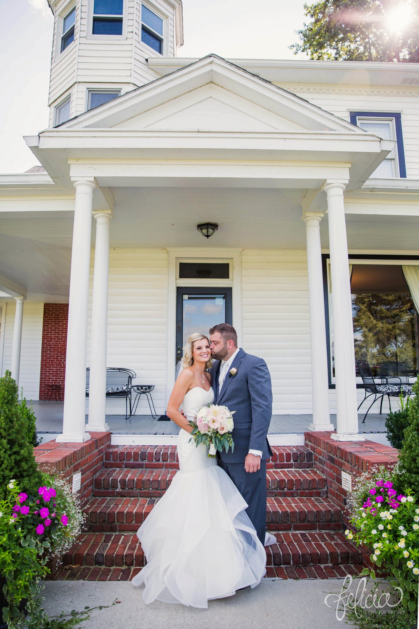 Bride and Groom | White Farmhouse | Victorian House | Eighteen Ninety | Kansas City Wedding | Felicia The Photographer