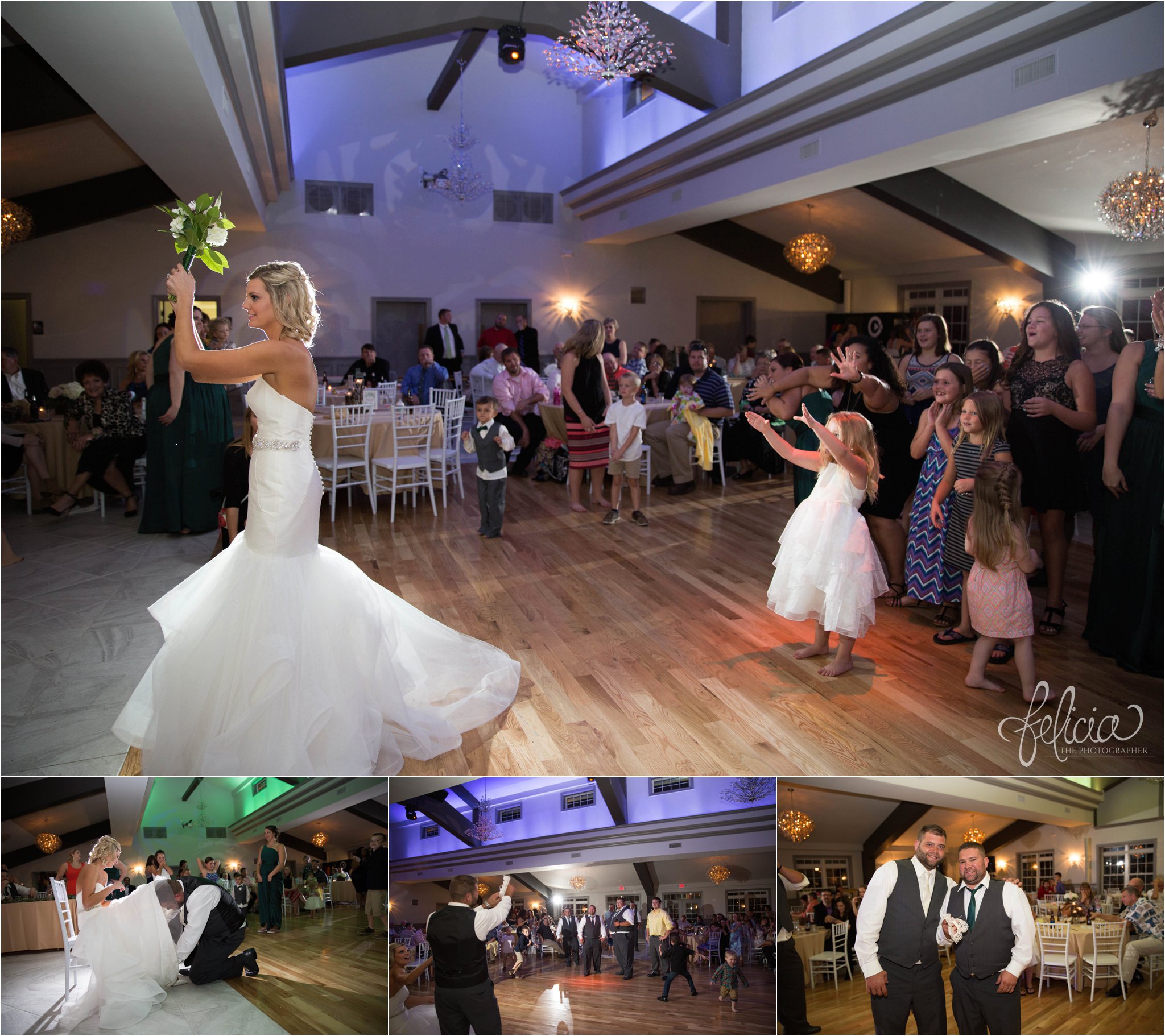 Reception | Bouquet and Garter Toss | Eighteen Ninety | Photos | Kansas City Wedding Venue | Felicia The Photographer
