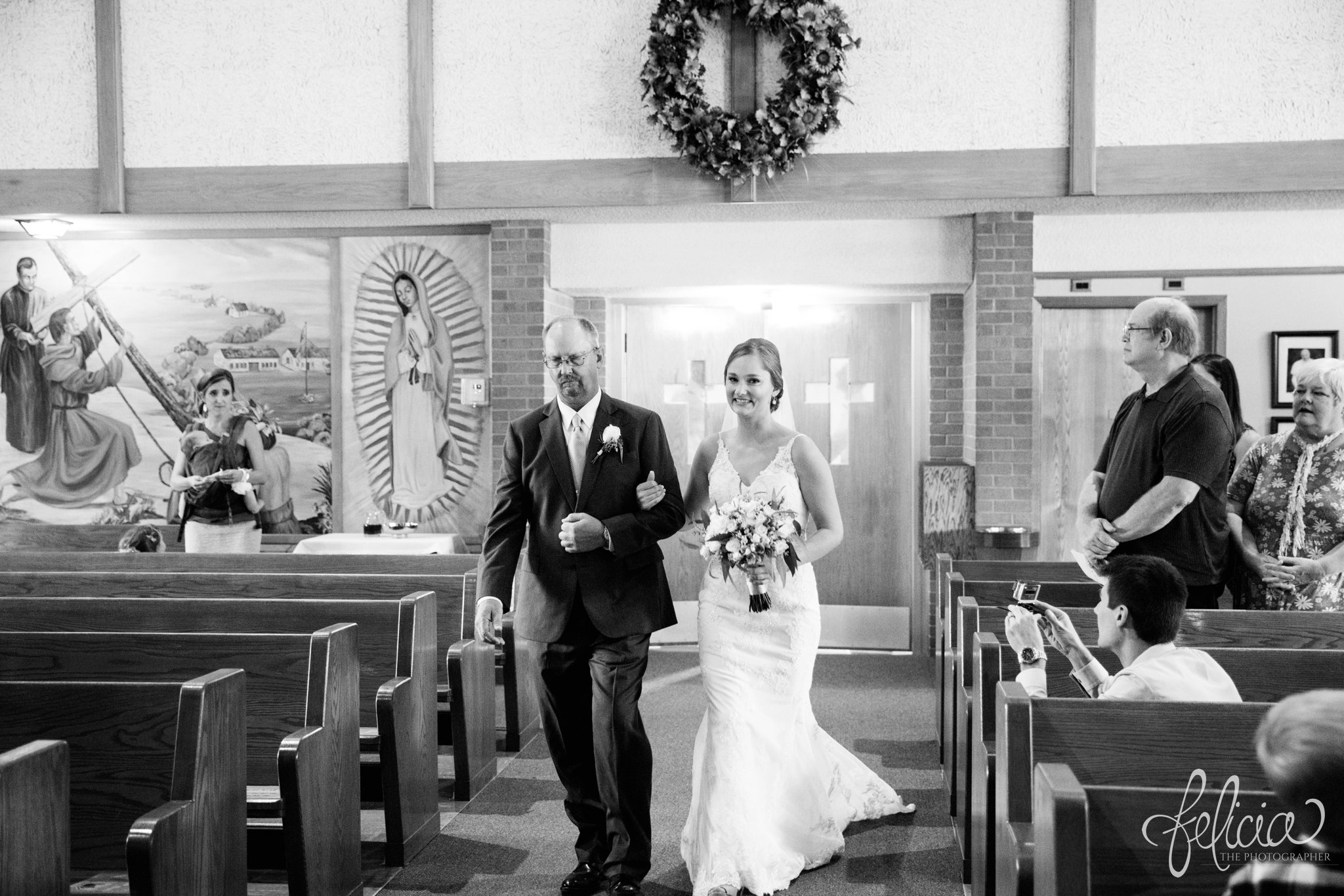 Black and White | Wedding | Wedding Photography | Wedding Photos | Travel Photographer | Images by feliciathephotographer.com | Wedding Ceremony | Sacred Heart Catholic Church | Father of the Bride | Walking Down the Aisle | Here Comes the Bride 