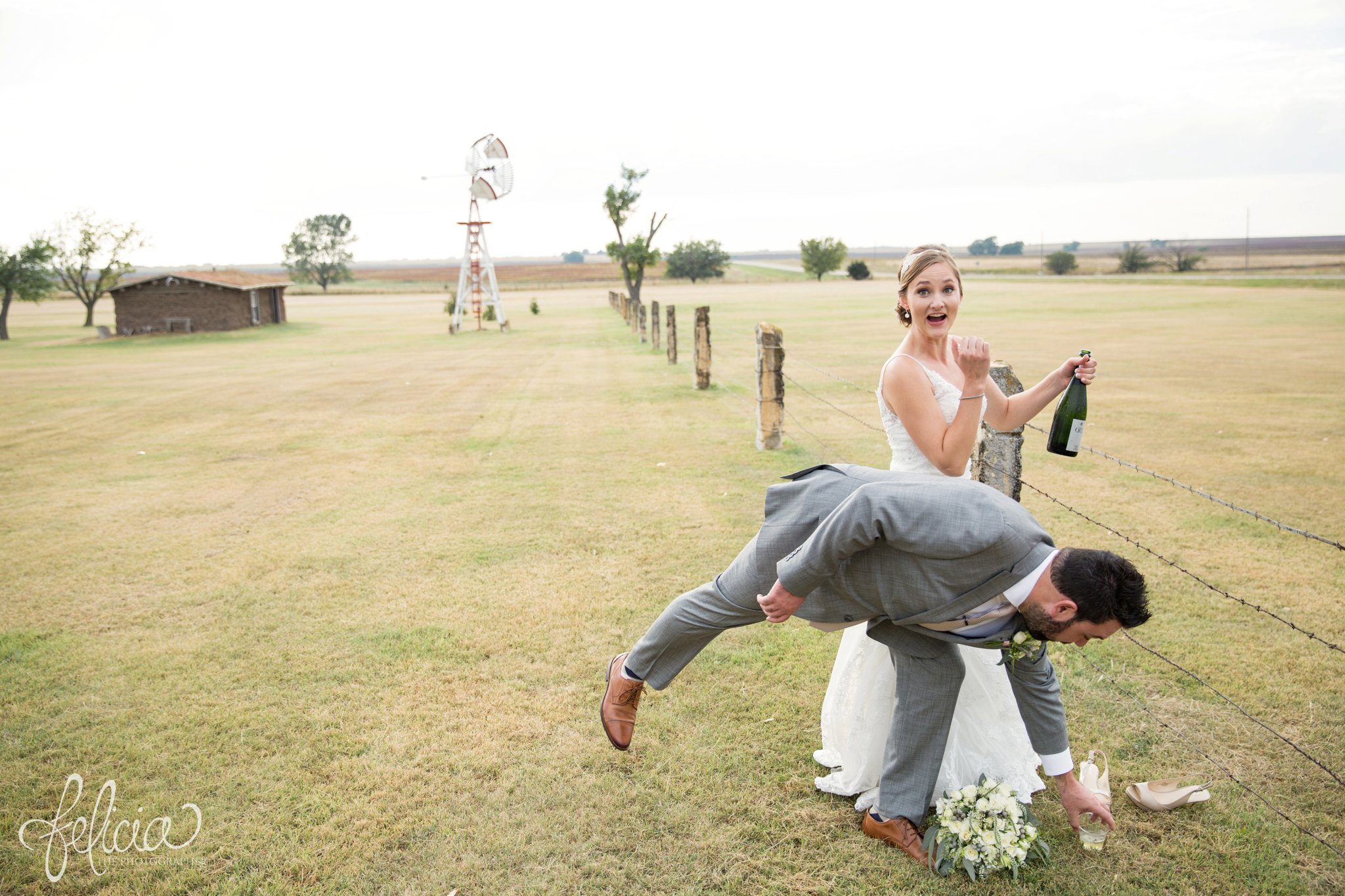 Wedding | Wedding Photography | Wedding Photos | Travel Photographer | Images by feliciathephotographer.com | Kansas | Bride and Groom Portrait | Candid | Champagne | Toast | Farm | Agricultural 