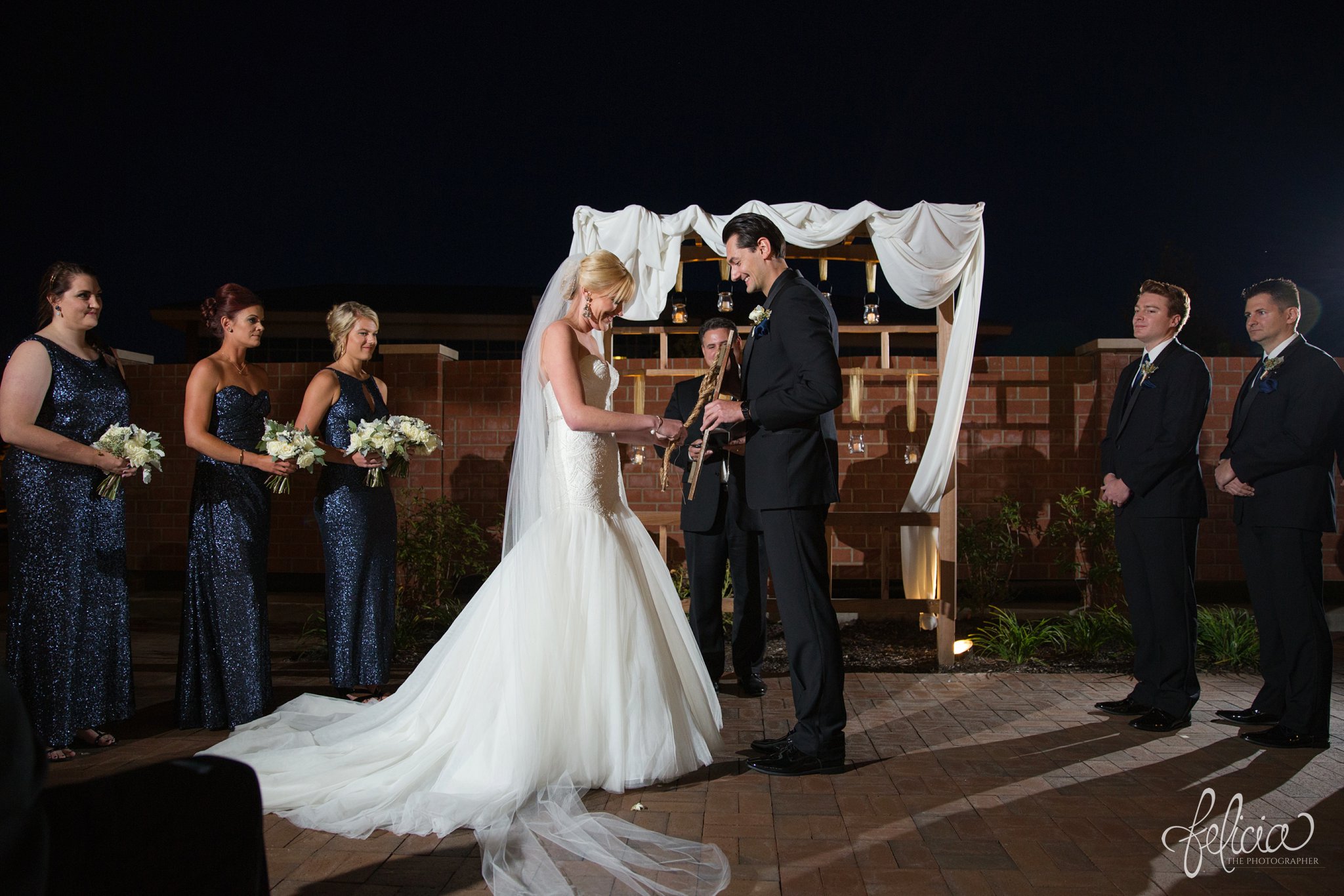 Navy and Gold Wedding Photos | Noahs Event Venue | Night Ceremony | Braid