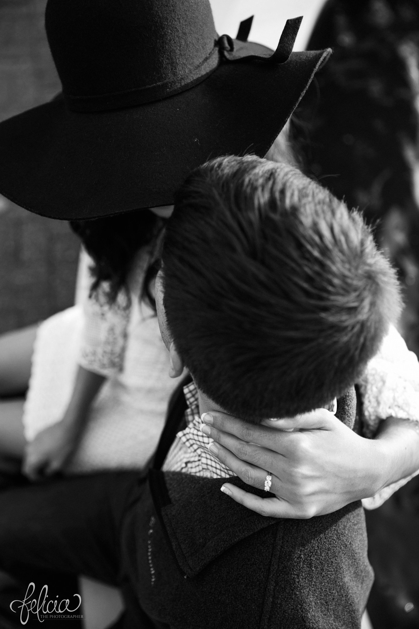 Black and White | Engagement Photos | Engagement Photography | Sunset | Sunset Photography | Felicia the Photographer | Images by feliciathephotographer.com | Fall | Autumn | Lake | Sun Flare | Floppy Hat | Regal | Diamond Ring | Arm Around Neck | Aerial View 