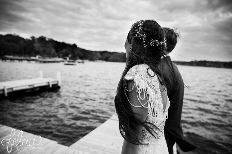 Lake Quivira | Sunset | Bride and Groom | Dock | Laughing | Walking | Black and White | Kansas City | Felicia The Photographer