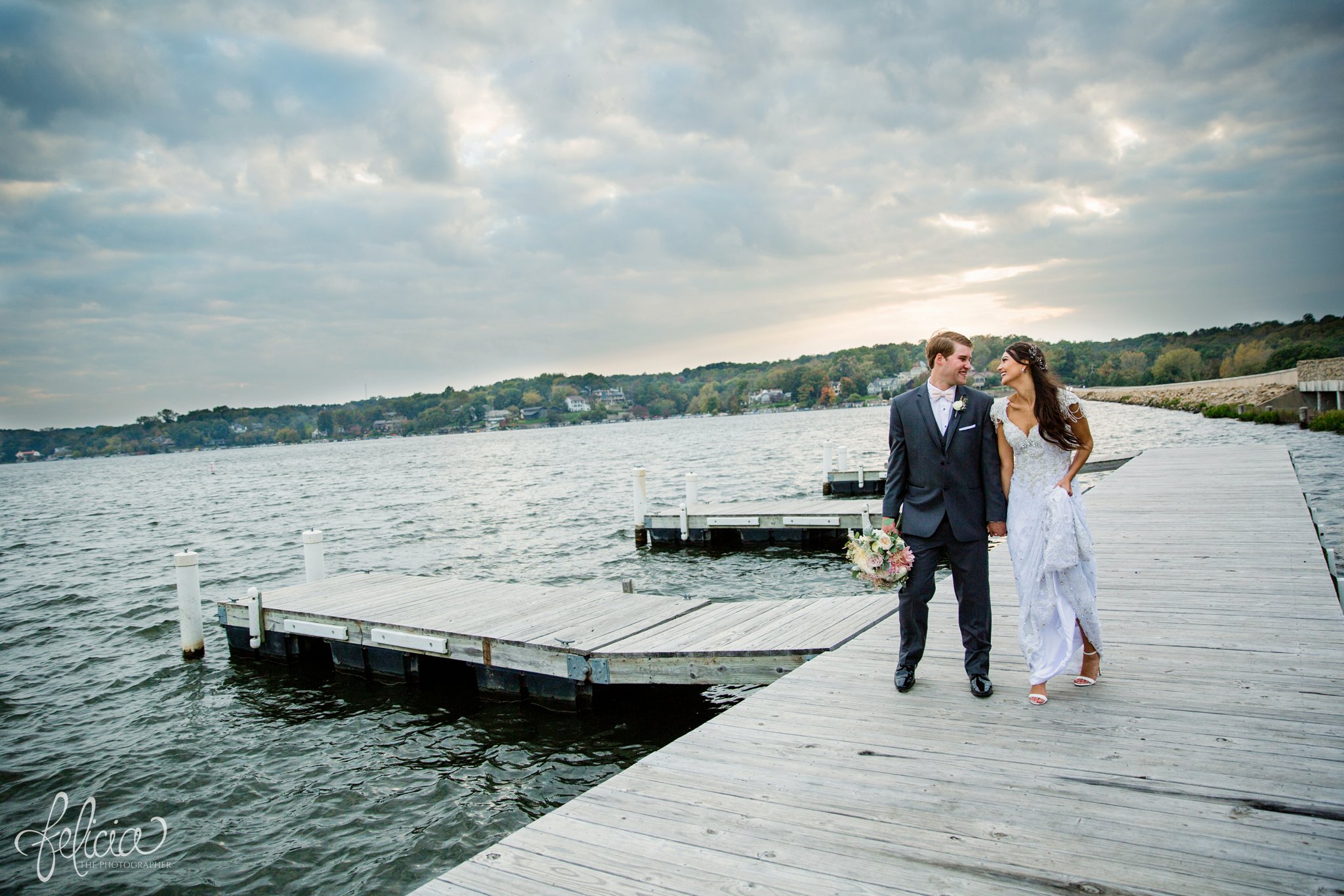 Lake Quivira | Sunset | Bride and Groom | Dock | Romantic | Walking | Kansas City | Felicia The Photographer