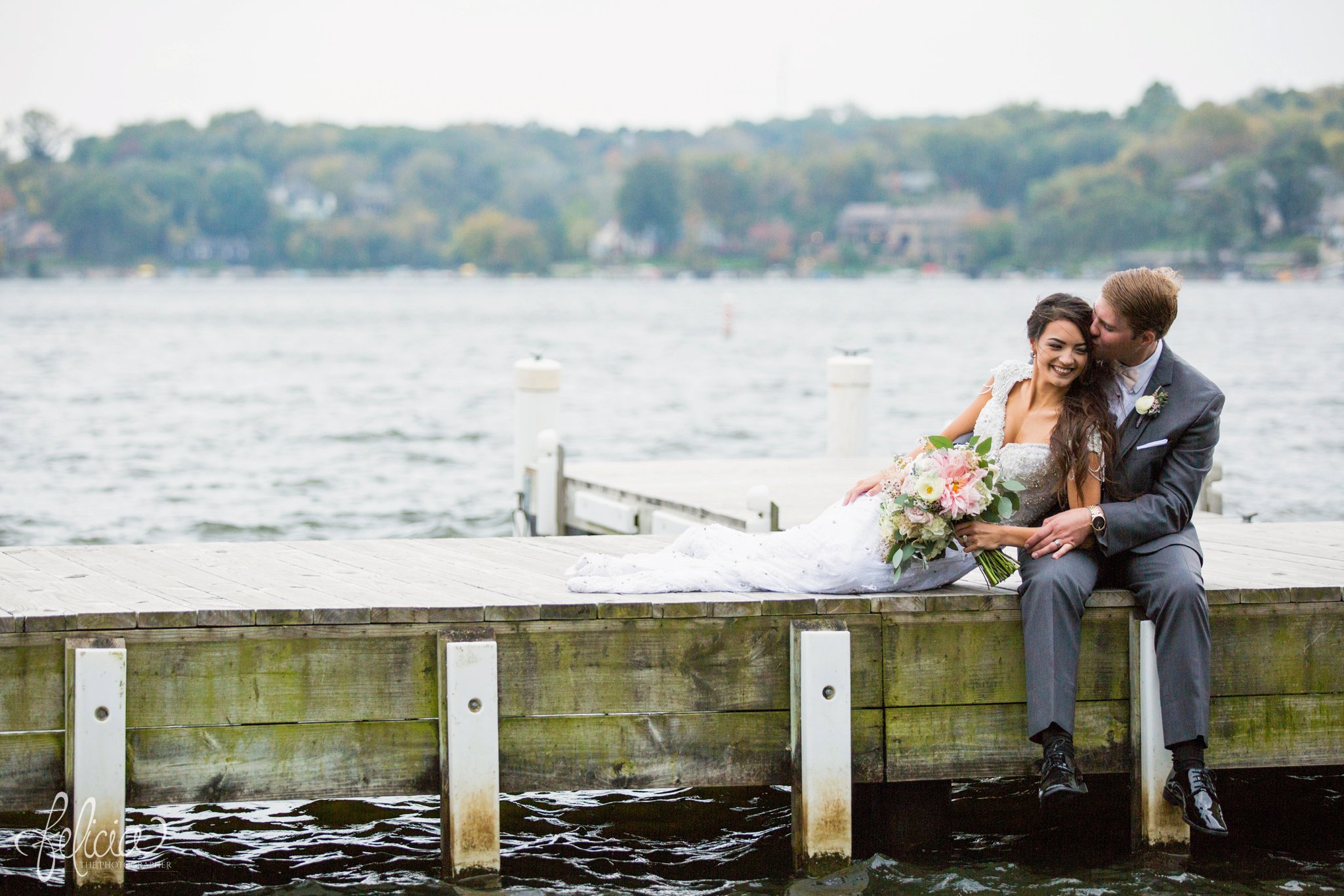 Lake Quivira | Sunset | Bride and Groom | Dock | Laughing | Sitting | Kansas City | Felicia The Photographer