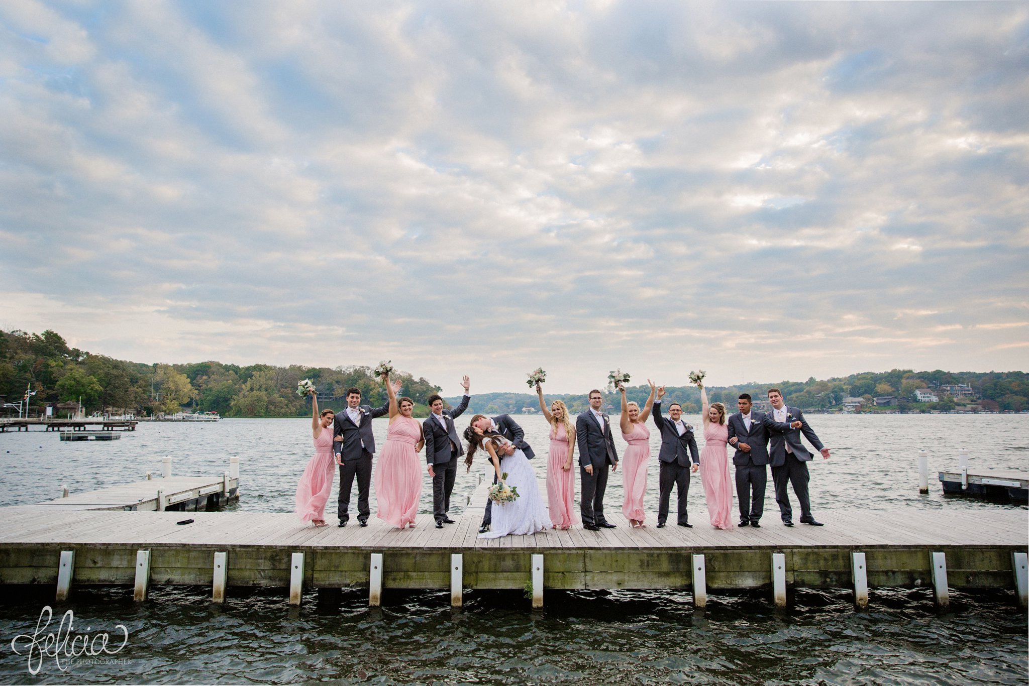 Lake Quivira | Outdoor Ceremony | Bridal Party | Dock | Kansas City | Felicia The Photographer