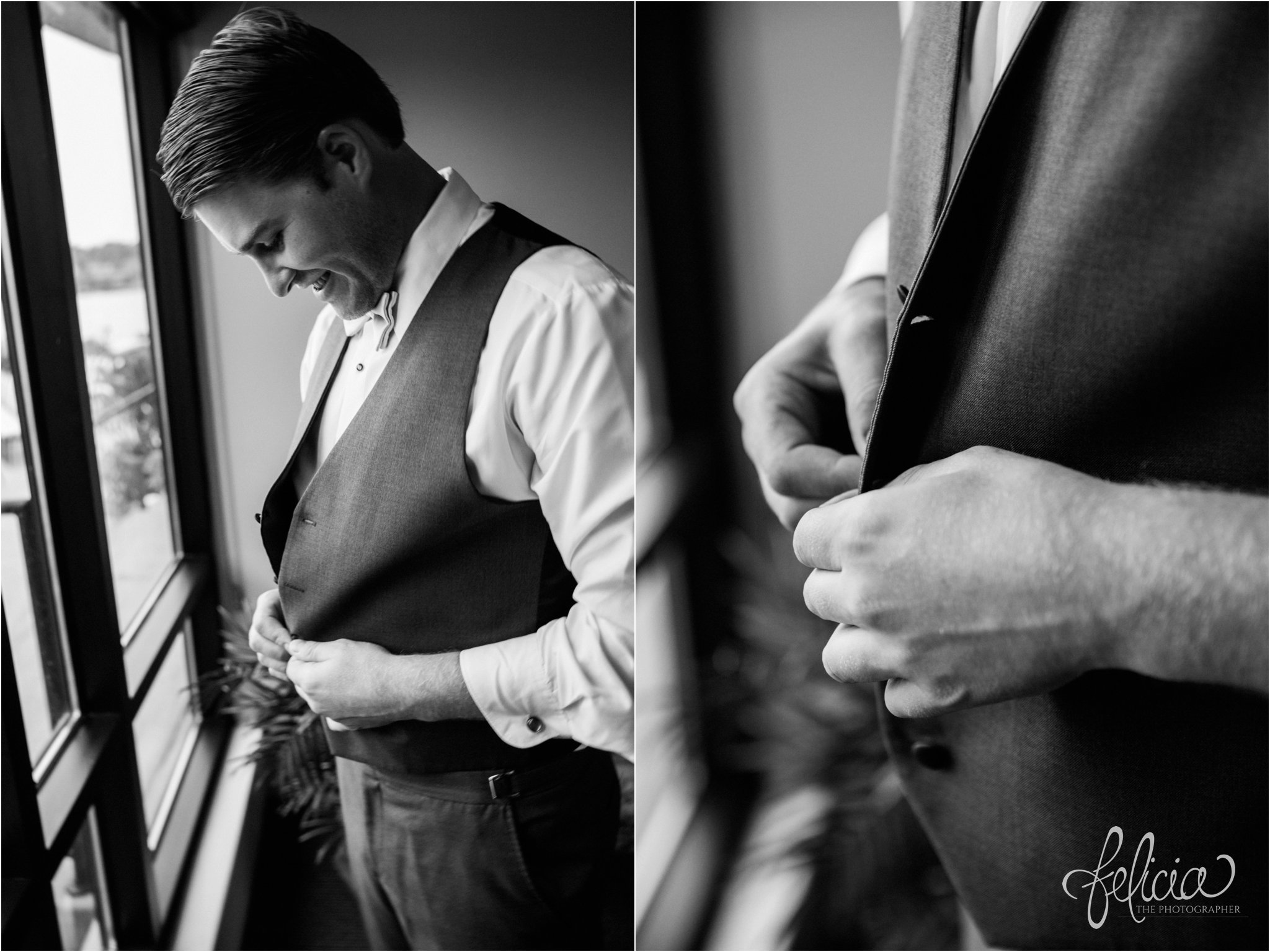 Groom Getting Ready | Black and White | Candid | Kansas City | Felicia The Photographer