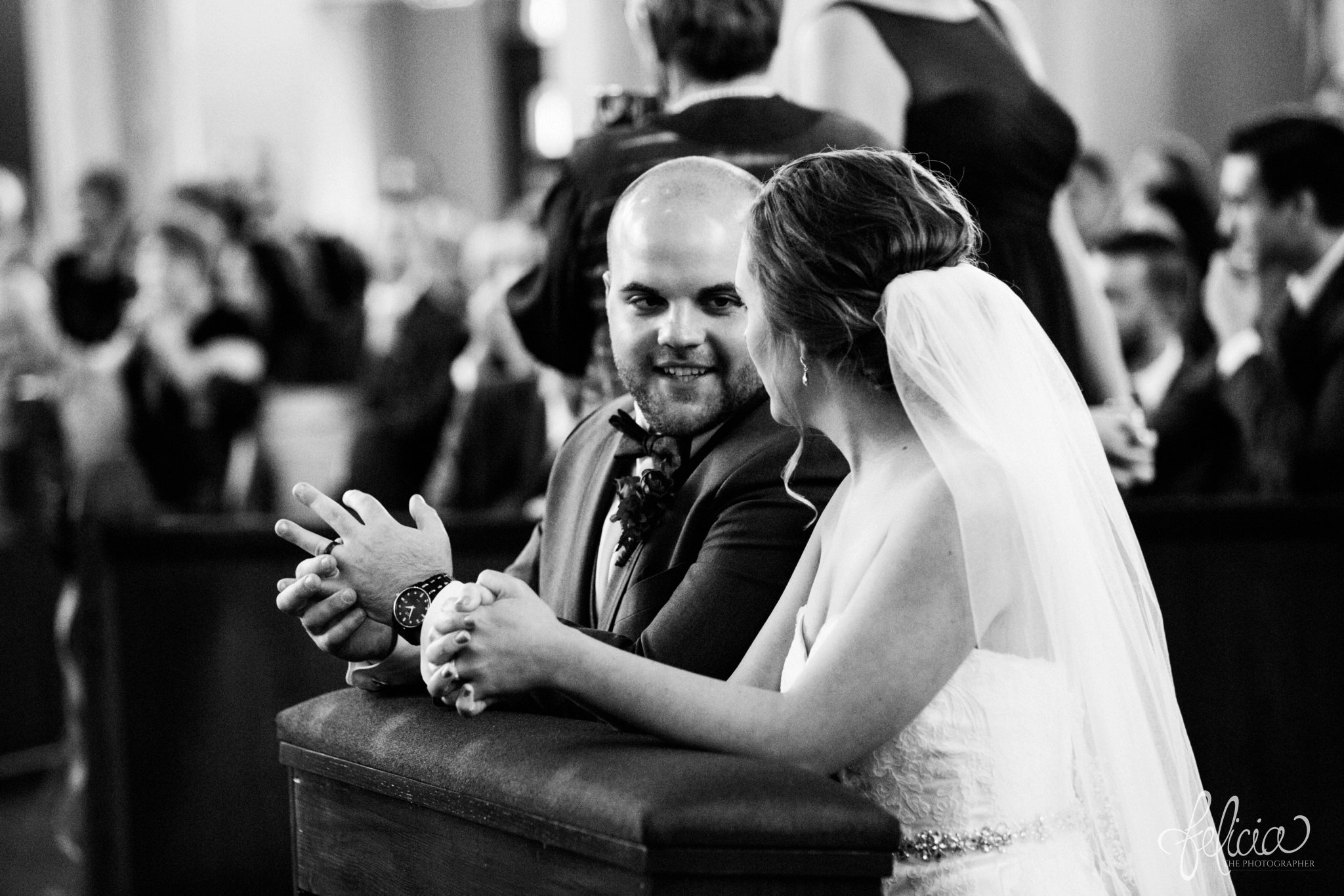 black and white | weddings | wedding photography | wedding photos | images by feliciathephotographer.com | St. Francis Xavier Church | Moila Country Club | autumn wedding | fall wedding | fall colors | harvest | purple and orange | Kansas City | St. Joseph | harvest inspiration | wedding ceremony | bride and groom | candid | church ceremony 