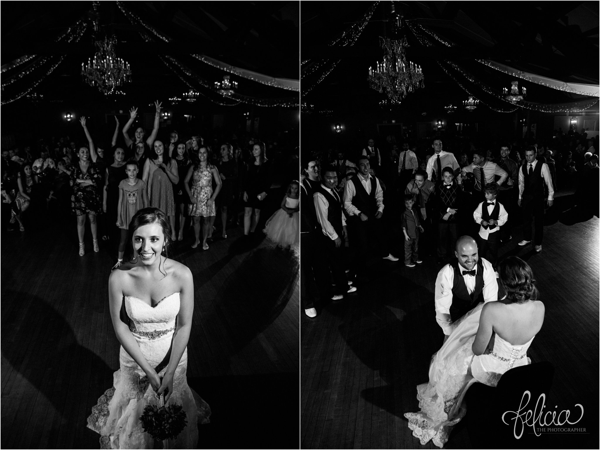 black and white | weddings | wedding photography | wedding photos | images by feliciathephotographer.com | St. Francis Xavier Church | Moila Country Club | autumn wedding | fall wedding | fall colors | harvest | purple and orange | Kansas City | St. Joseph | harvest inspiration | reception activities | bouquet toss | garter toss 