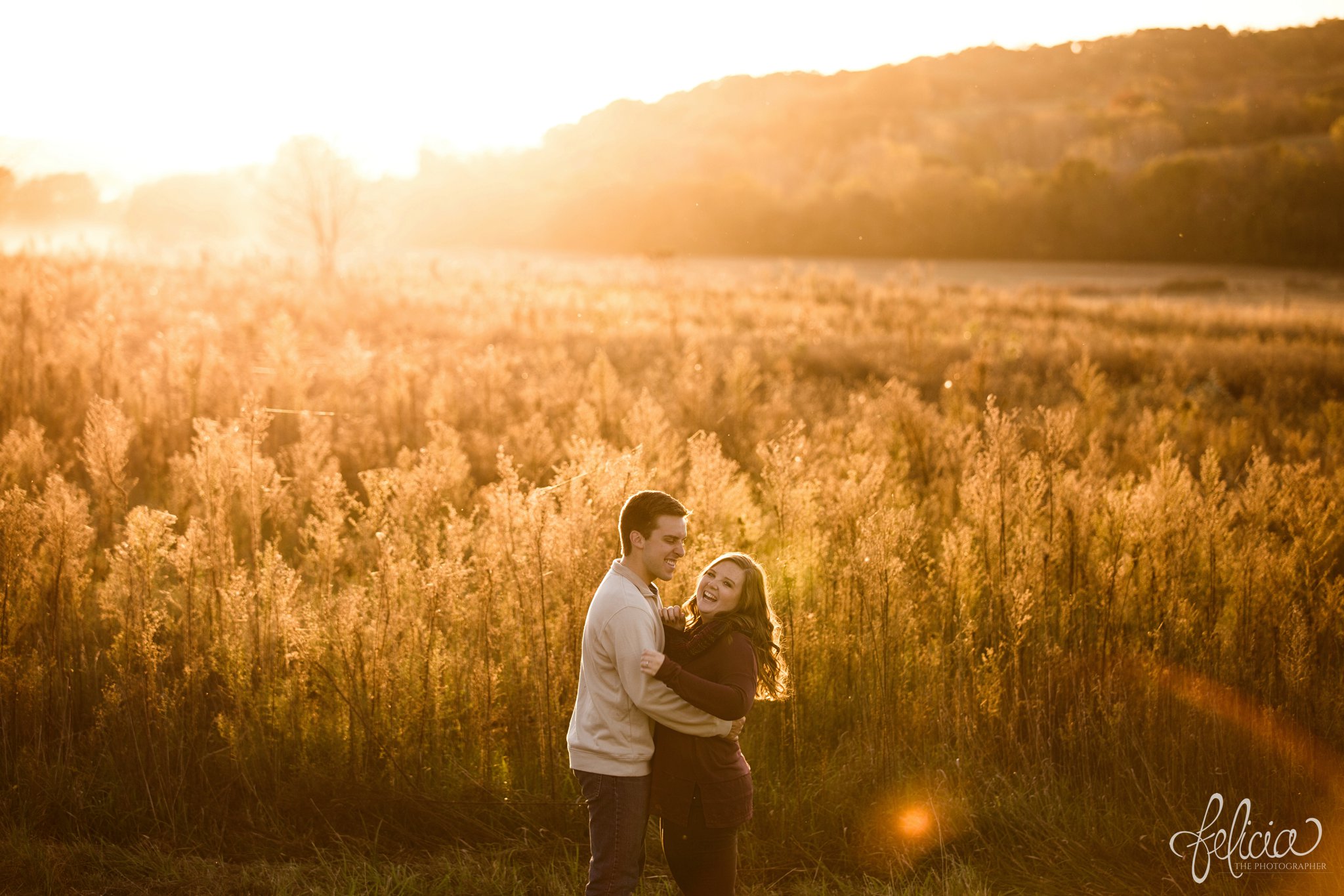 engagement photos | fall engagement photos | engagement photography | Felicia the Photographer | images by feliciathephotographer.com | Sun Flare | Farm | Nature| Golden Hour | Hugging 