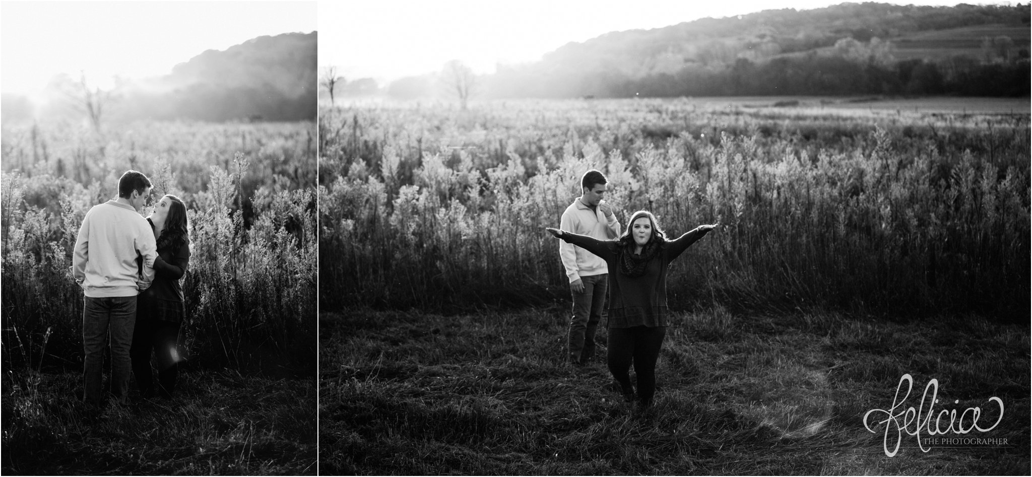 Black and White | engagement photos | fall engagement photos | engagement photography | Felicia the Photographer | images by feliciathephotographer.com | Sun Flare | Farm | Nature| Golden Hour | Candid | Laughter | Natural 