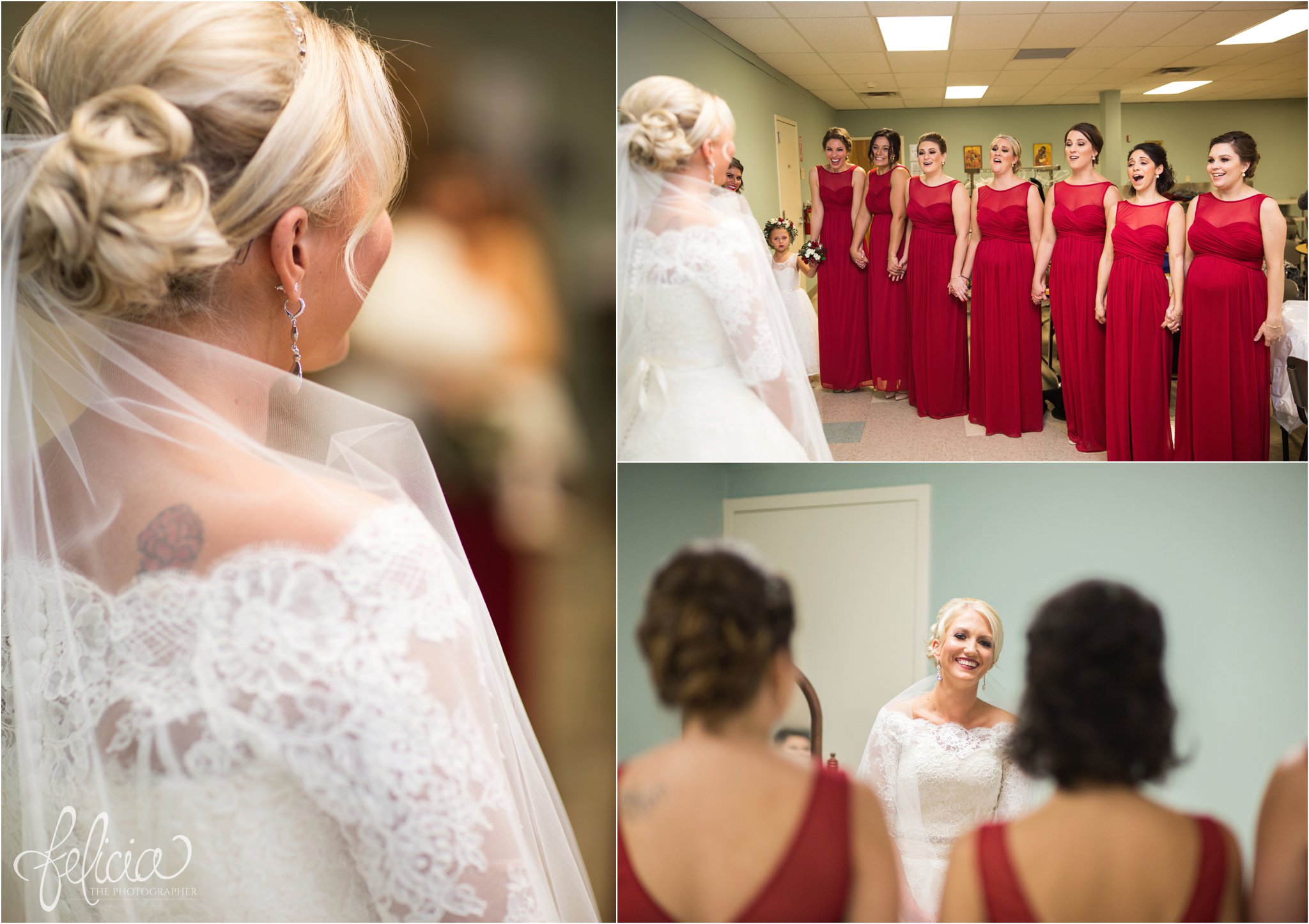 wedding | wedding photography | wedding photos | Kansas City | St. Patrick's Catholic Church | Hawthorne House | images by feliciathephotographer.com | crimson wedding | Christmas Wedding | getting ready | wedding prep | candid | bridesmaids | long bridesmaid dresses | bride reveal | crimson bridesmaid dresses 