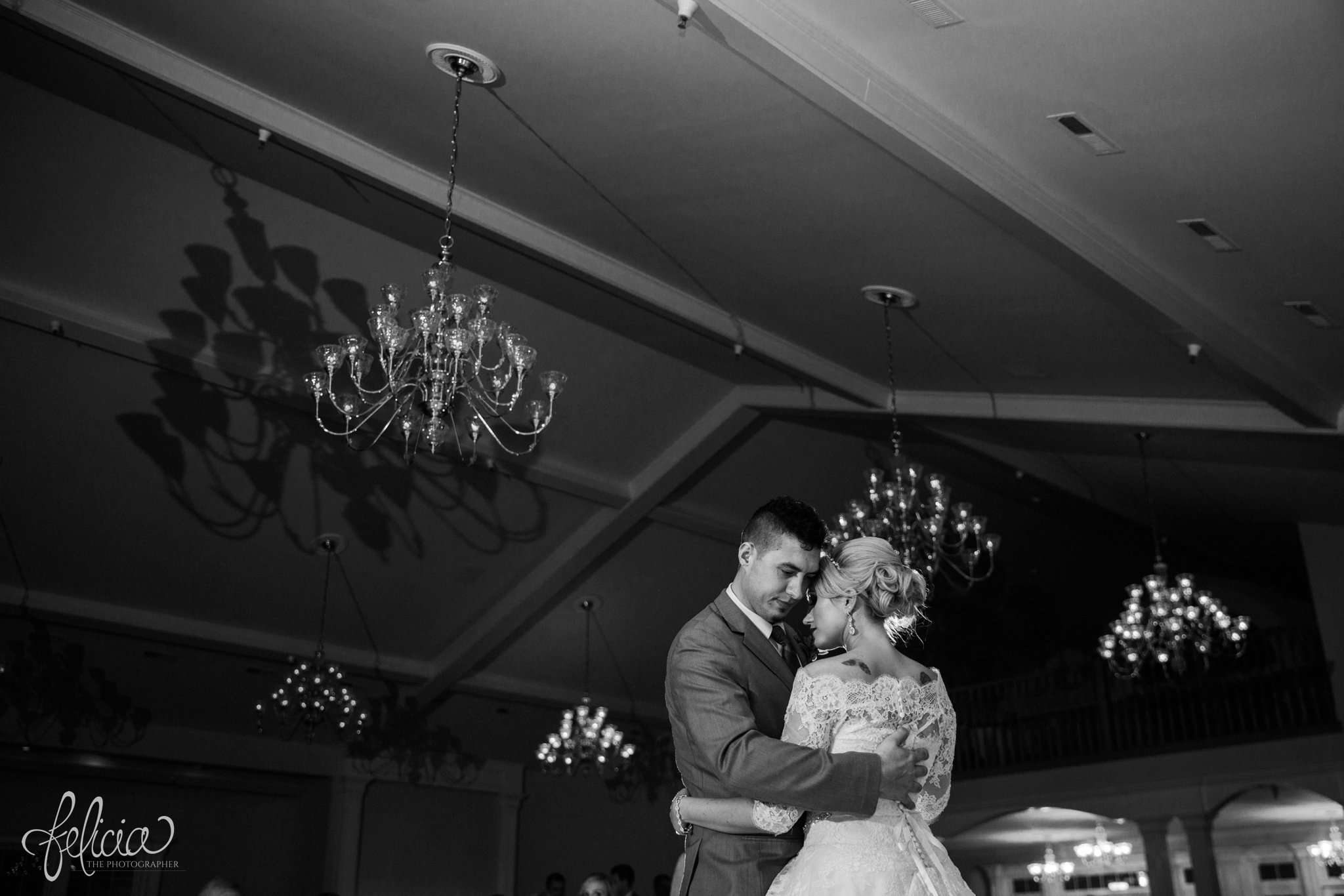 black and white | wedding | wedding photography | wedding photos | Kansas City | Hawthorne House | images by feliciathephotographer.com | crimson wedding | Christmas Wedding | first dance | chandeliers | wedding reception | romantic 