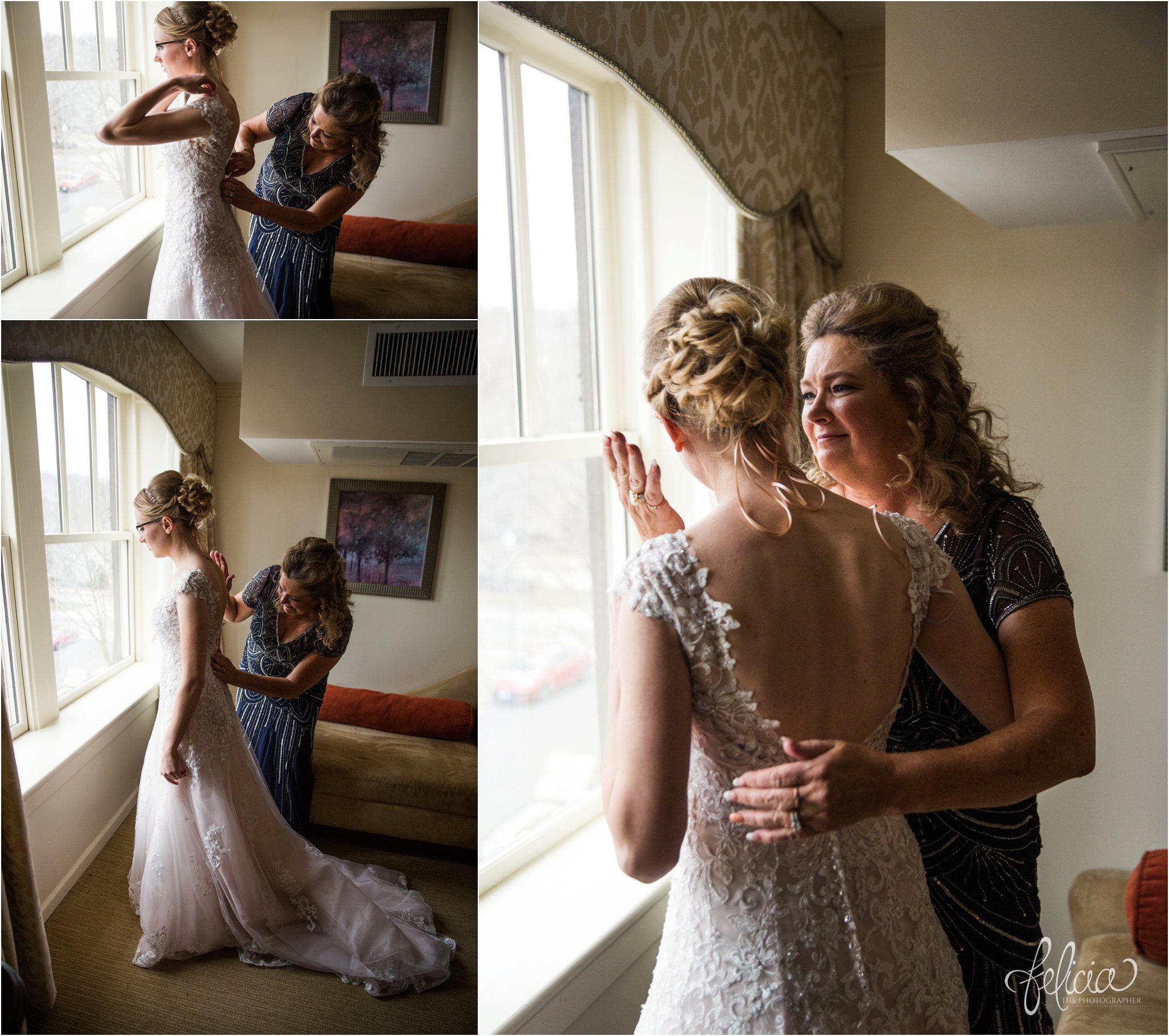 wedding | wedding photos | wedding photography | black and gold | Winter Wedding | Gatsby Wedding | The Elms | images by feliciathephotographer.com | Excelsior Springs | bride and mother | wedding prep | getting ready pictures | mother of the bride | candid | 