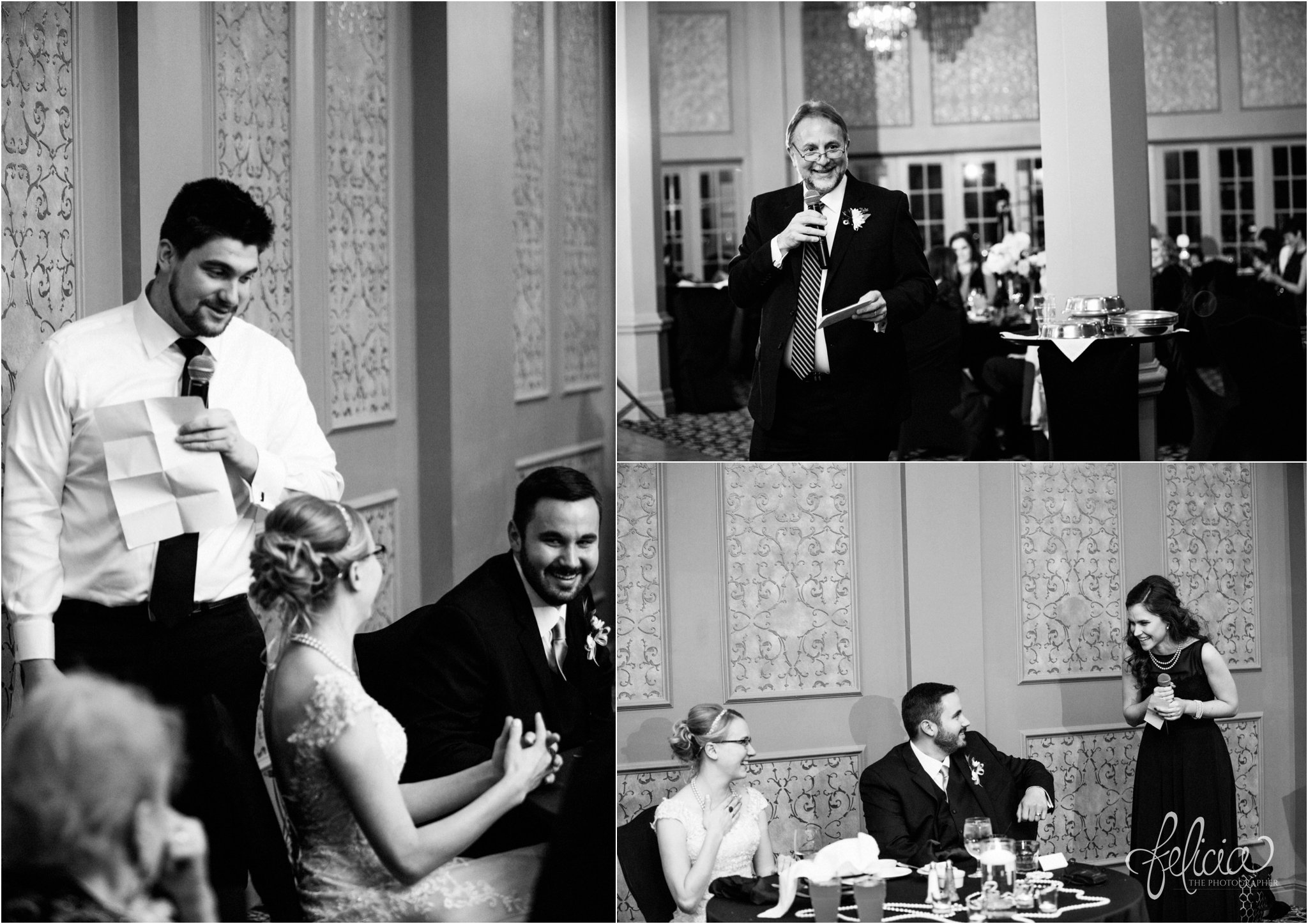 black and white | wedding | wedding photos | wedding photography | black and gold | Winter Wedding | Gatsby Wedding | The Elms | images by feliciathephotographer.com | Excelsior Springs | historic venue | wedding speeches | reception activities | candid 