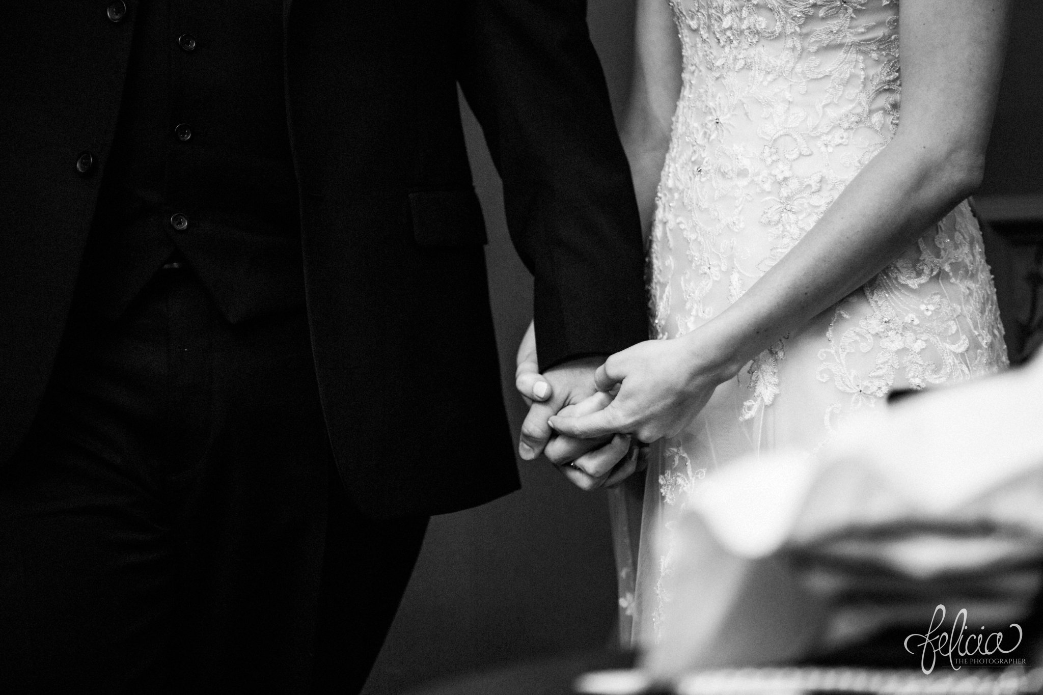 black and white | wedding | wedding photos | wedding photography | black and gold | Winter Wedding | Gatsby Wedding | The Elms | images by feliciathephotographer.com | Excelsior Springs | historic venue | bride and groom holding hands | hands | lace wedding dress | Maggie Sottero 