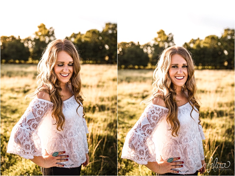 images by feliciathephotographer.com | engagement photographer | kansas farm | country | golden hour | sunset | romantic | true love | southern belle | bride to be | field |