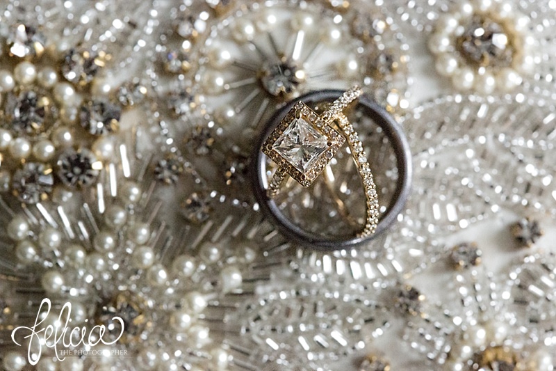 images by feliciathephotographer.com | mildale farm | destination wedding photographer | kansas | country | mark's jewelers | engagement ring | men's band | square diamond | intricate beading | gold | vintage