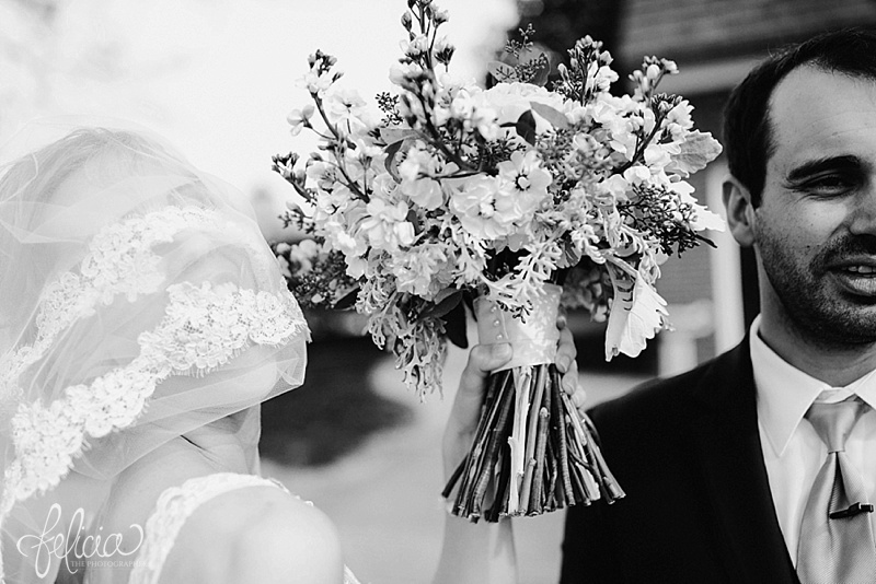 images by feliciathephotographer.com | mildale farm | destination wedding photographer | kansas | country | silly | lace veil | bouquet | portrait | bride | groom | poppy and clover
