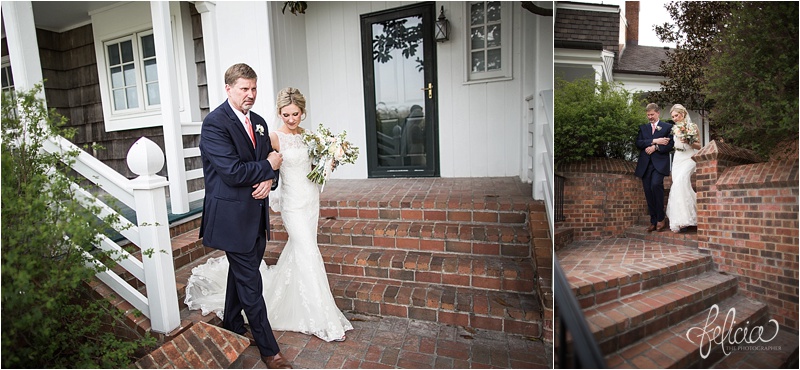 images by feliciathephotographer.com | mildale farm | destination wedding photographer | kansas | country | father giving away daughter | walking down the aisle | navy suit | lace dress | brick stairs | white porch 