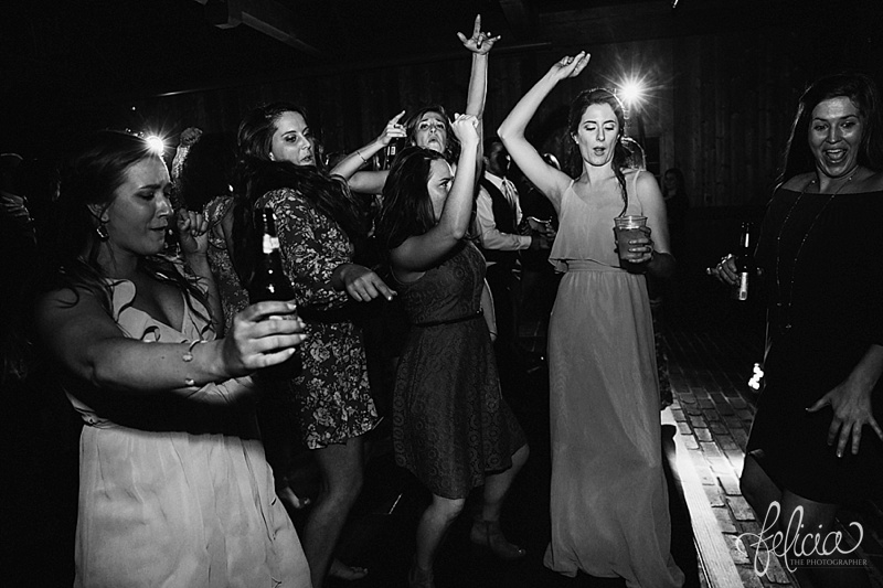images by feliciathephotographer.com | mildale farm | destination wedding photographer | kansas | country | reception | party | celebration | dance floor | black and white | guests | silly | fun 