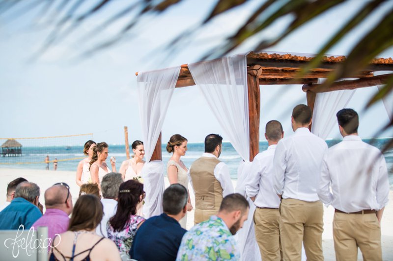 images by feliciathephotographer.com | Destination Beach Wedding | Mexico Resort | Photography | Azul Sensatori | wooden canopy | palm trees | ceremony | ocean | waves | tropical | 