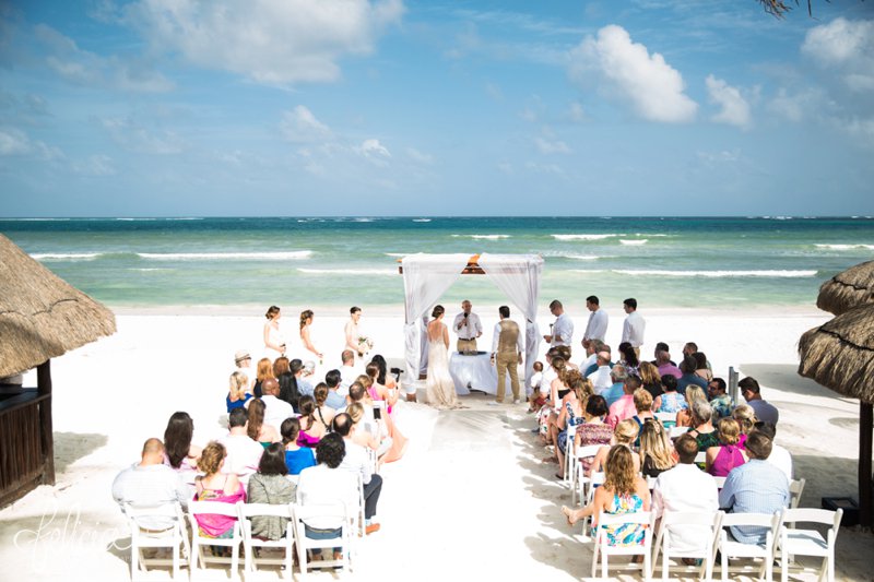 images by feliciathephotographer.com | Destination Beach Wedding | Mexico Resort | Photography | Azul Sensatori | ceremony | canopy | ocean | waves | pastor | married | blue skies | friends and family | loved ones |