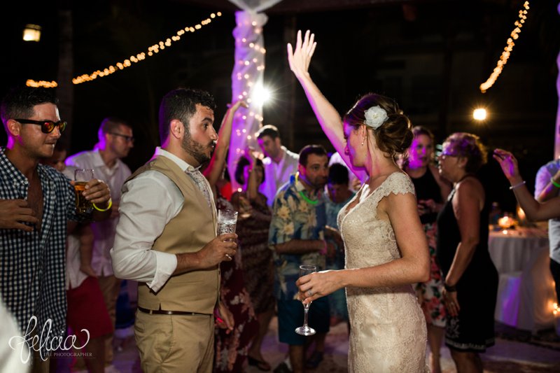 images by feliciathephotographer.com | Destination Beach Wedding | Mexico Resort | Photography | Azul Sensatori | reception | celebration | bride | groom | dance floor | party | sassy | true love | dj | romantic lights 