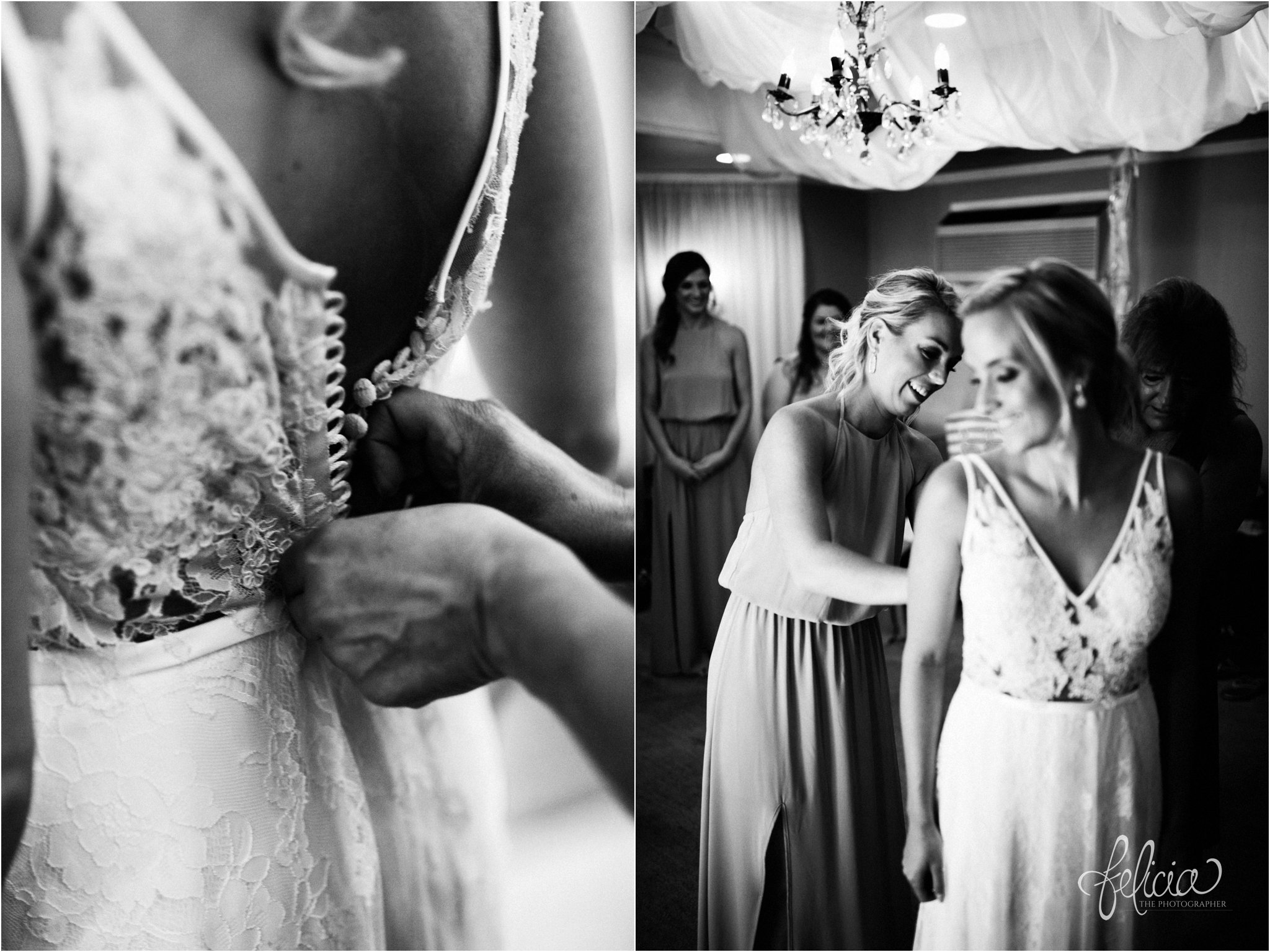 images by feliciathephotographer.com | destination wedding | the makey house | dave gibson coordinator | travel photographer | Savannah, georgia | southern | getting ready | details | black and white | getting into the gown | friends | buttoning | lace dress | ladies of lineage | 