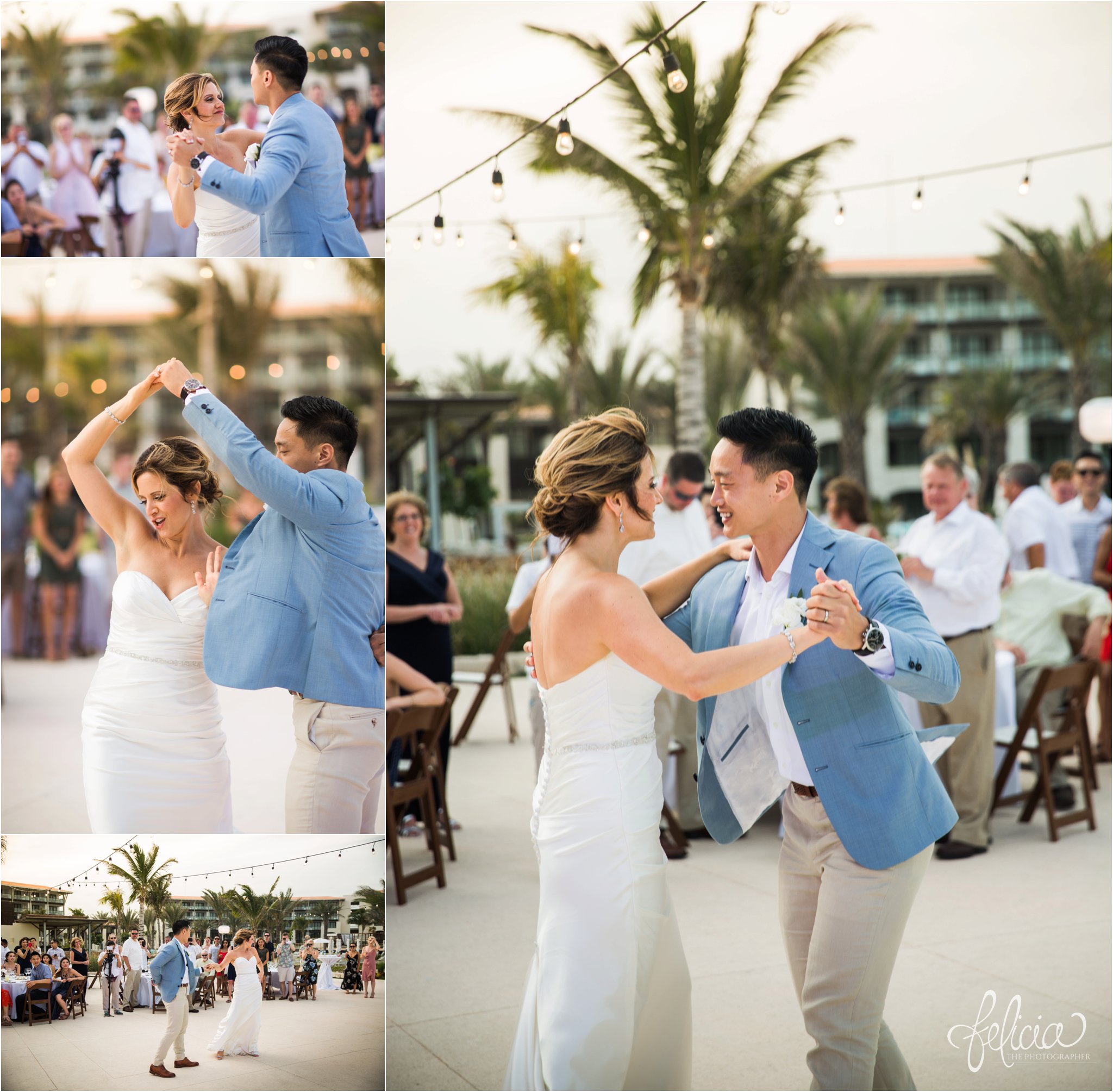images by feliciathephotographer.com | Destination Beach Wedding | Unicco 20 87 | Photographer | L&S Travel | reception | first dance | groovy | chic | palm trees | silly | joyful | fun | chic | celebration | party | twirl 