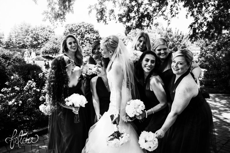 images by feliciathephotographer.com | destination wedding photographer | westin north shore | Chicago botanical gardens | black and white portrait | rose bouquet | natural light | romantic | chic | greenery | friends | laughter | candid 